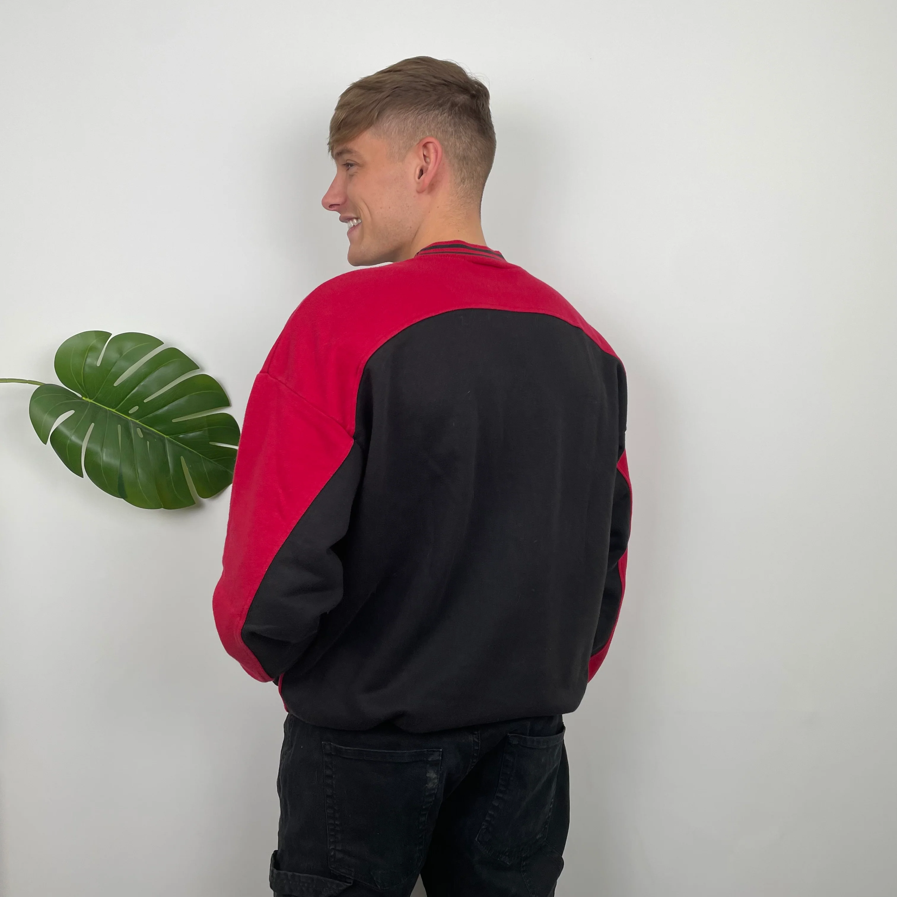 Adidas Red & Black Embroidered Spell Out Sweatshirt (L) - Image 3