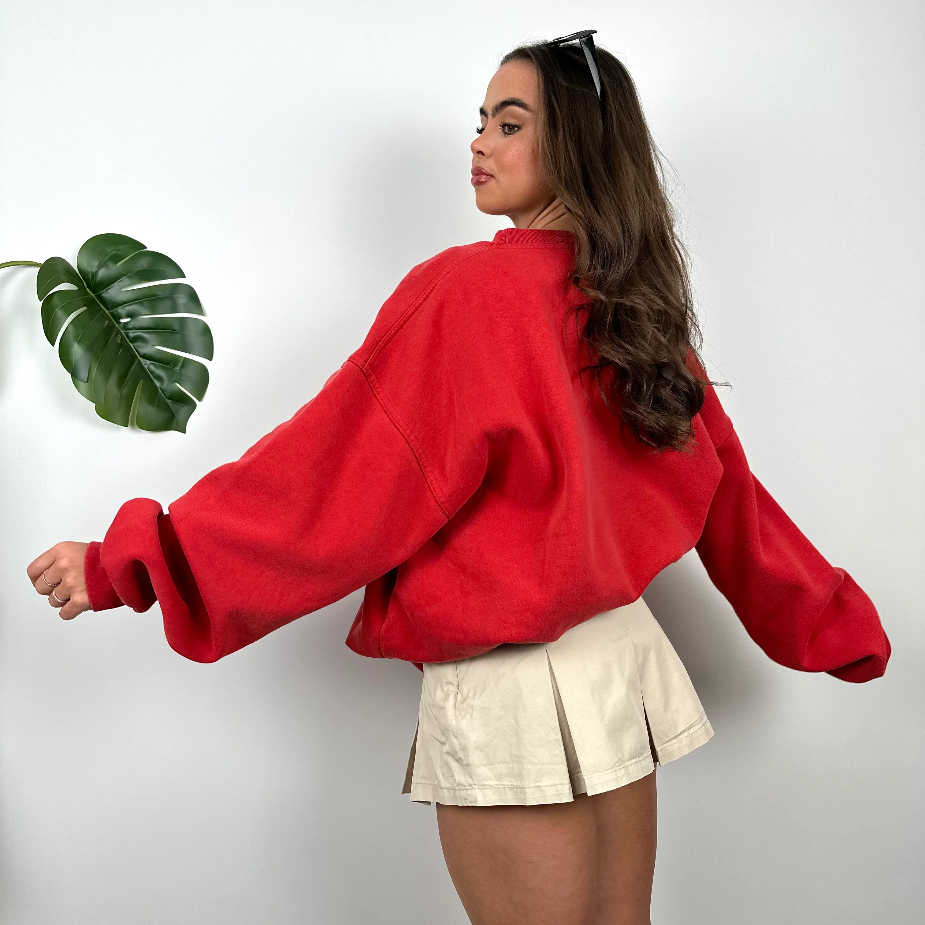 Adidas Red Embroidered Spell Out Sweatshirt (XL) - Image 4