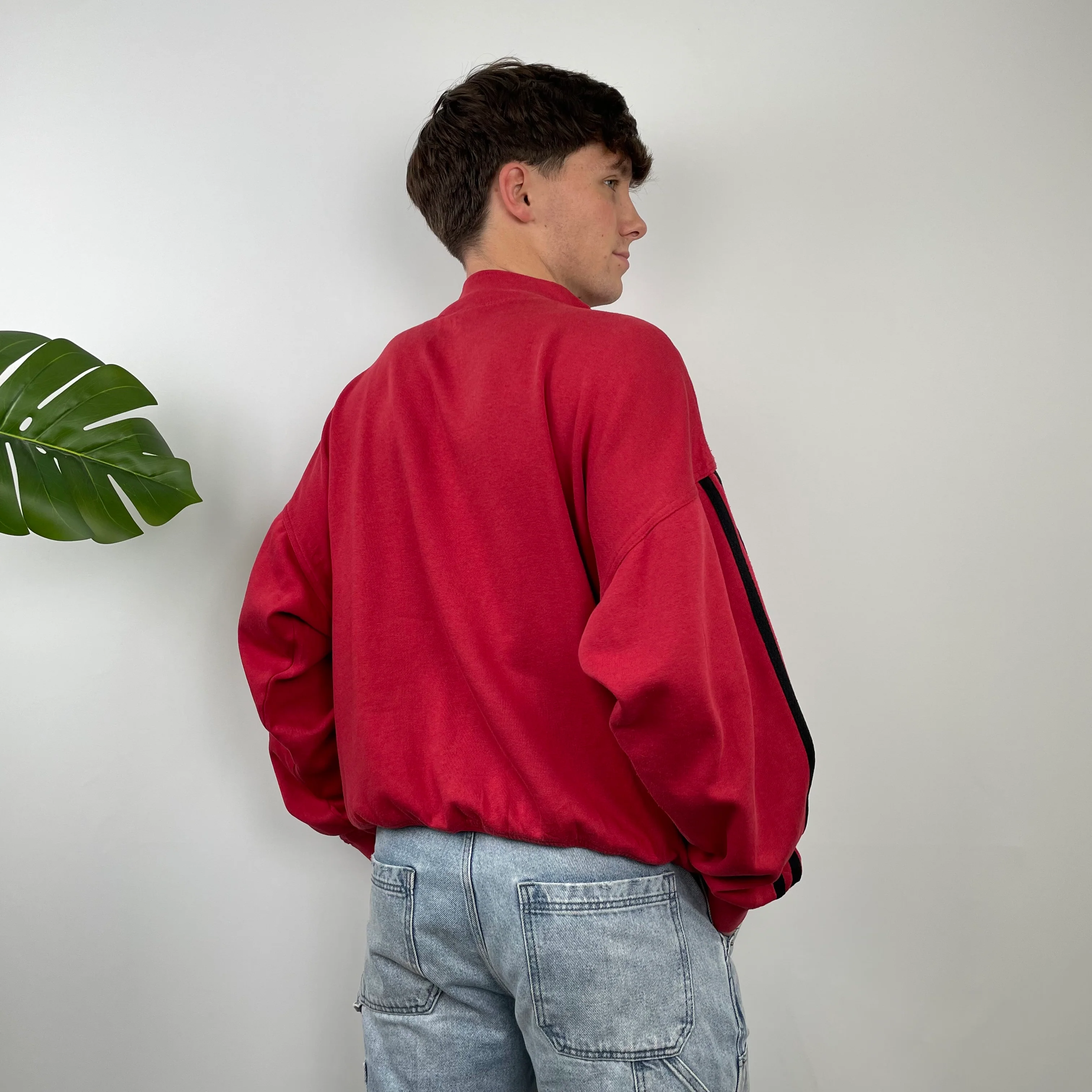 Adidas Red Embroidered Spell Out Sweatshirt (M) - Image 5