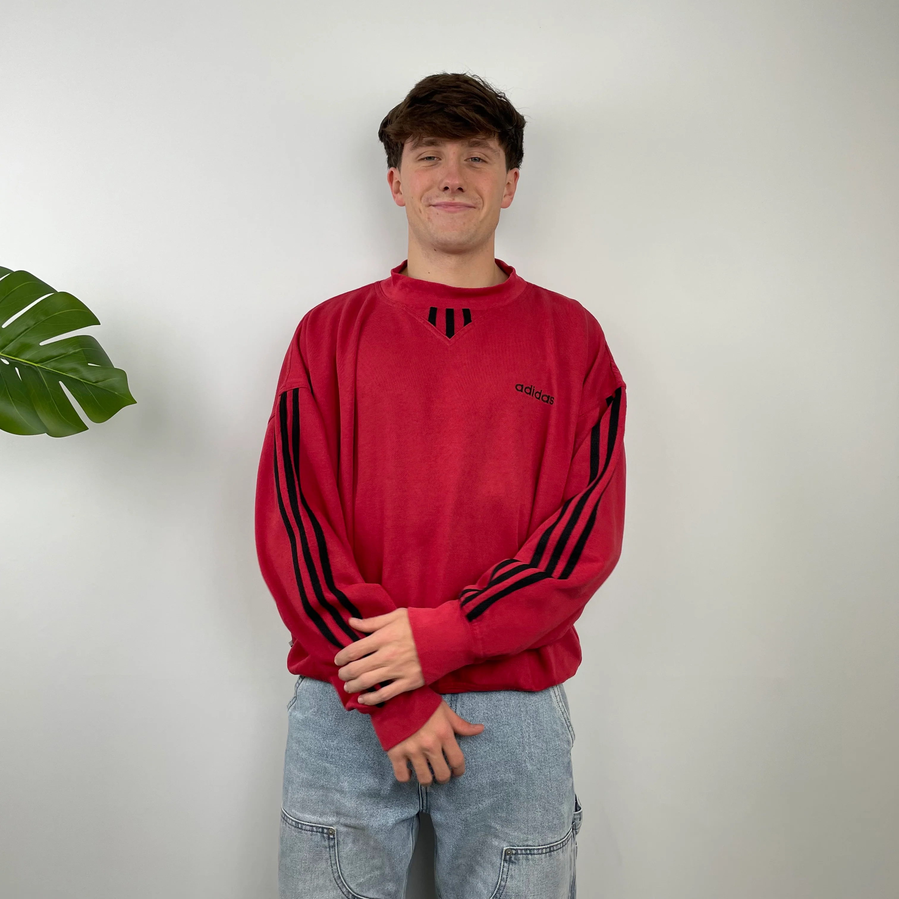 Adidas Red Embroidered Spell Out Sweatshirt (M) - Image 7