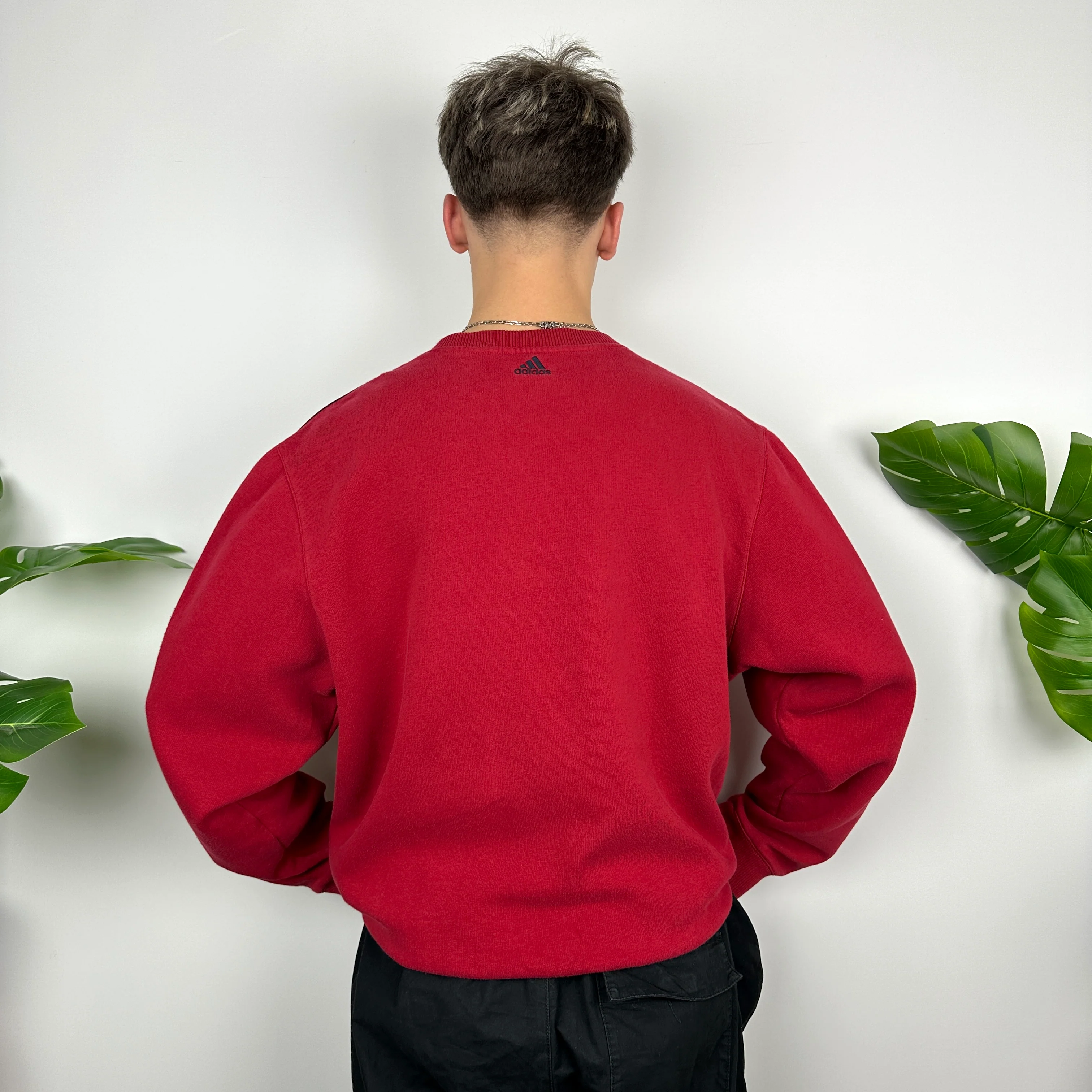 Adidas Red Embroidered Spell Out Sweatshirt (L) - Image 5