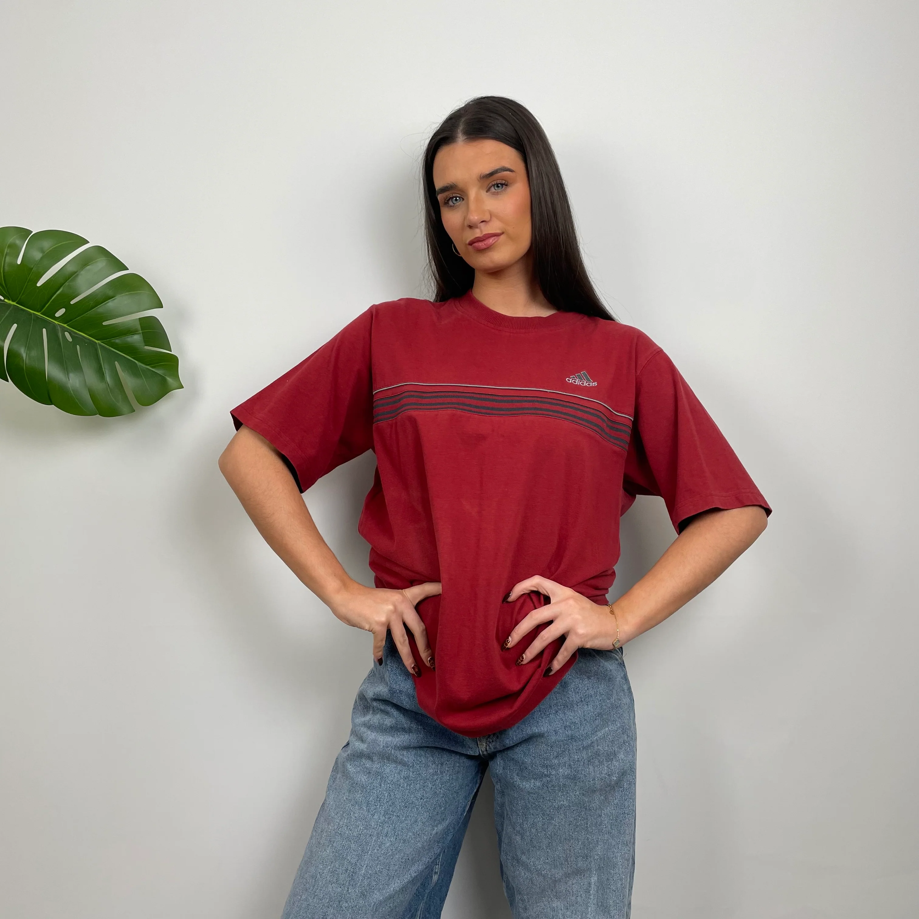 Adidas Red Embroidered Spell Out T Shirt (L) - Image 5