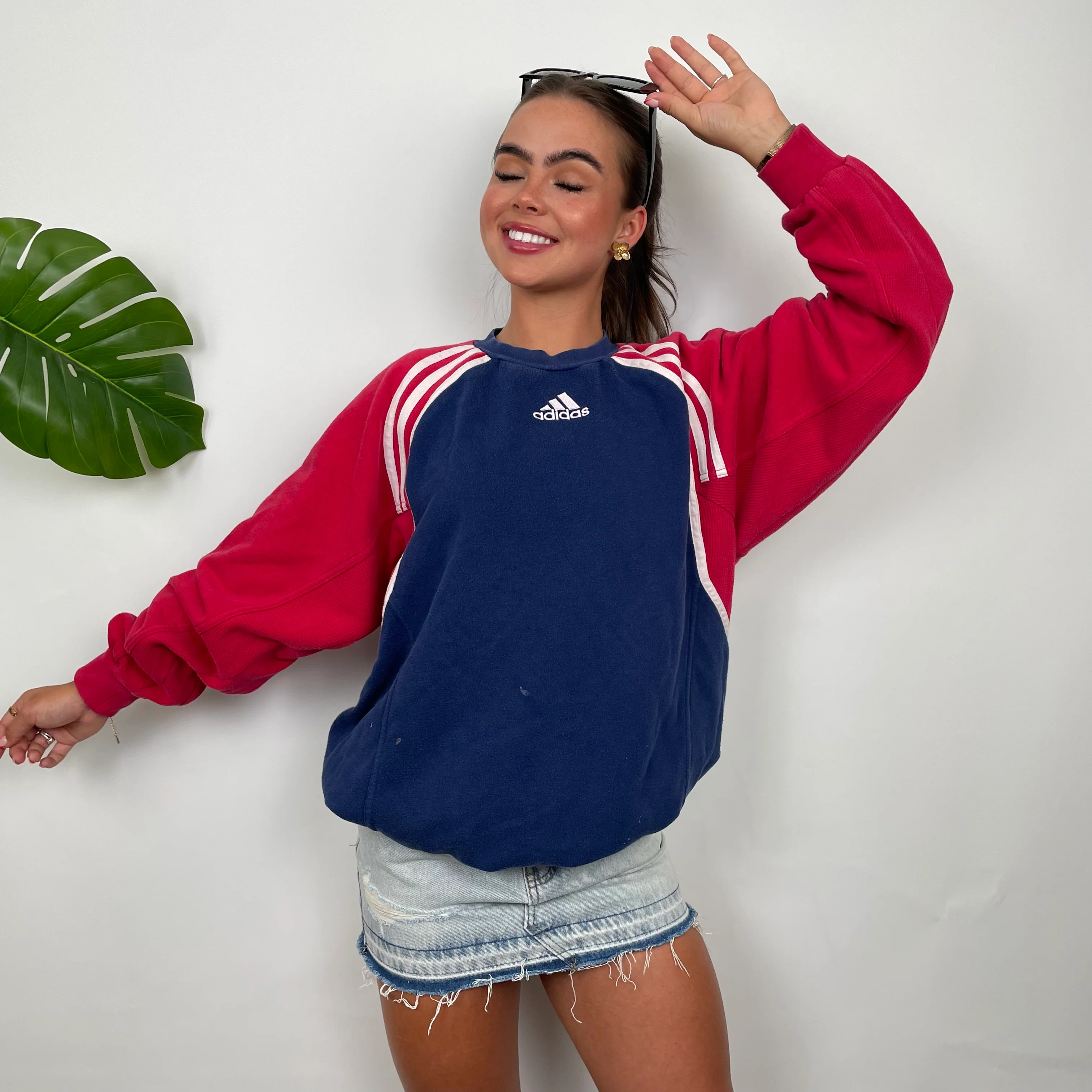 Adidas Red & Navy Embroidered Spell Out Sweatshirt (M) - Image 6