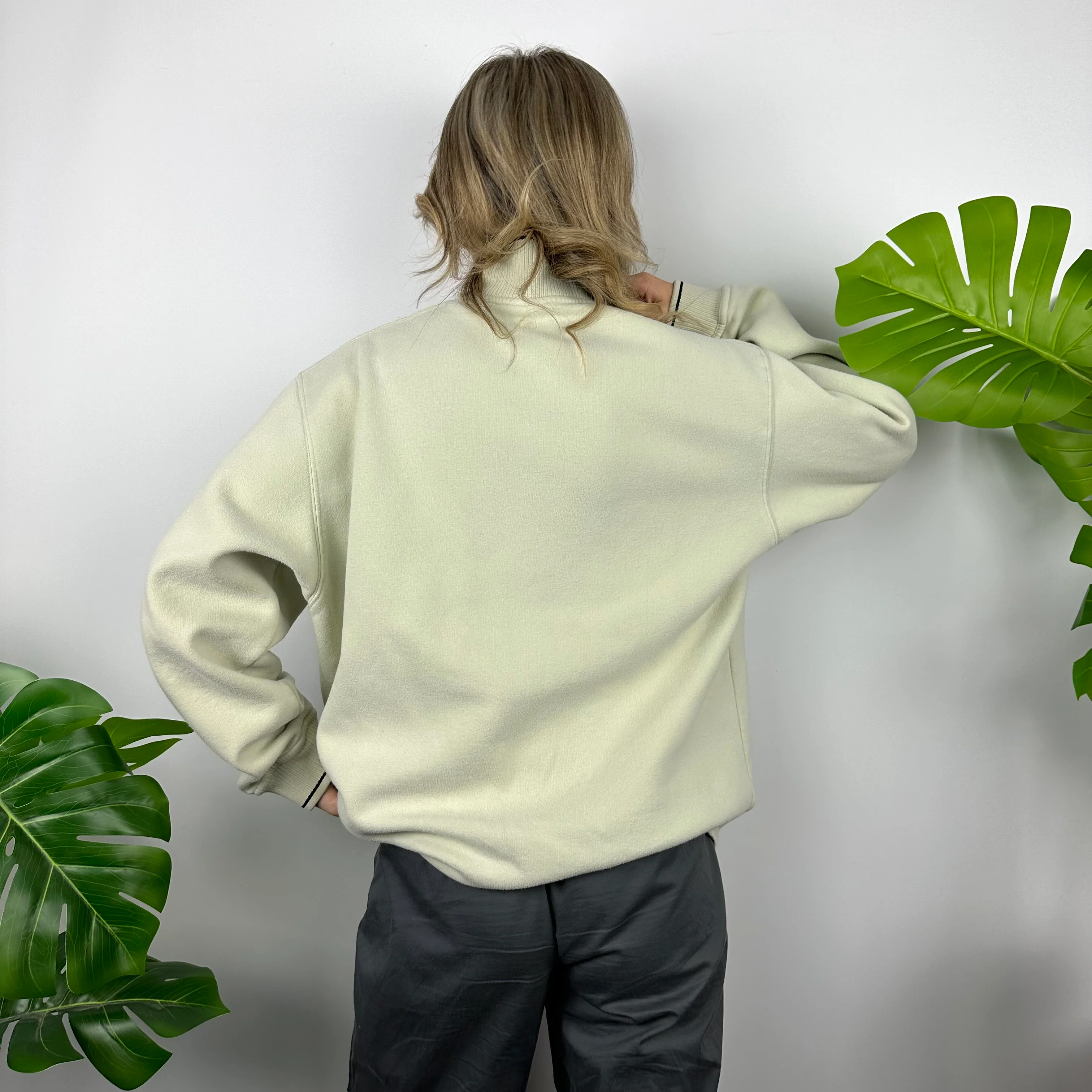 Adidas Cream Embroidered Spell Out Quarter Zip Sweatshirt (L) - Image 5
