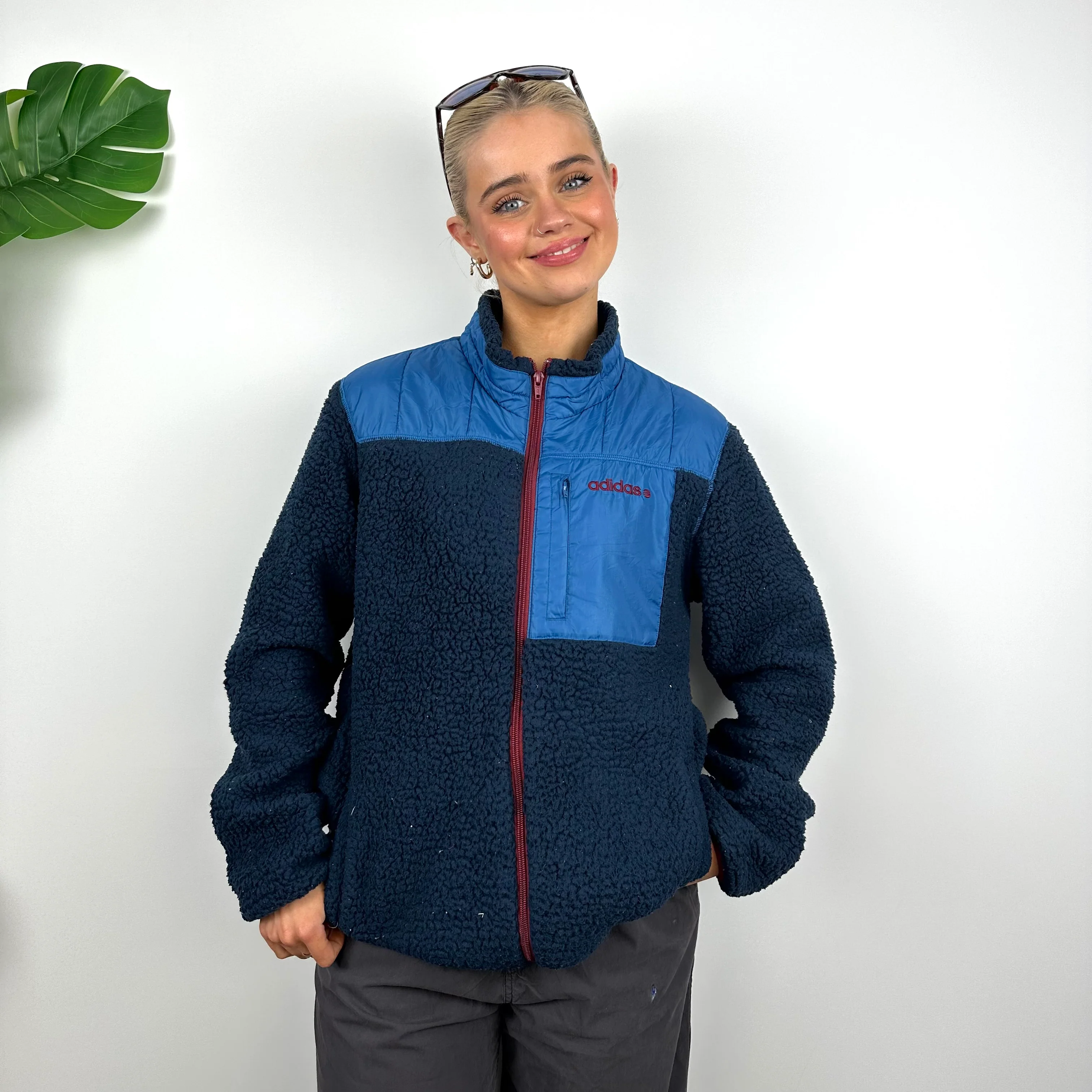 Adidas Teddy Bear Sherpa Fleece Zip Up Jacket (M)