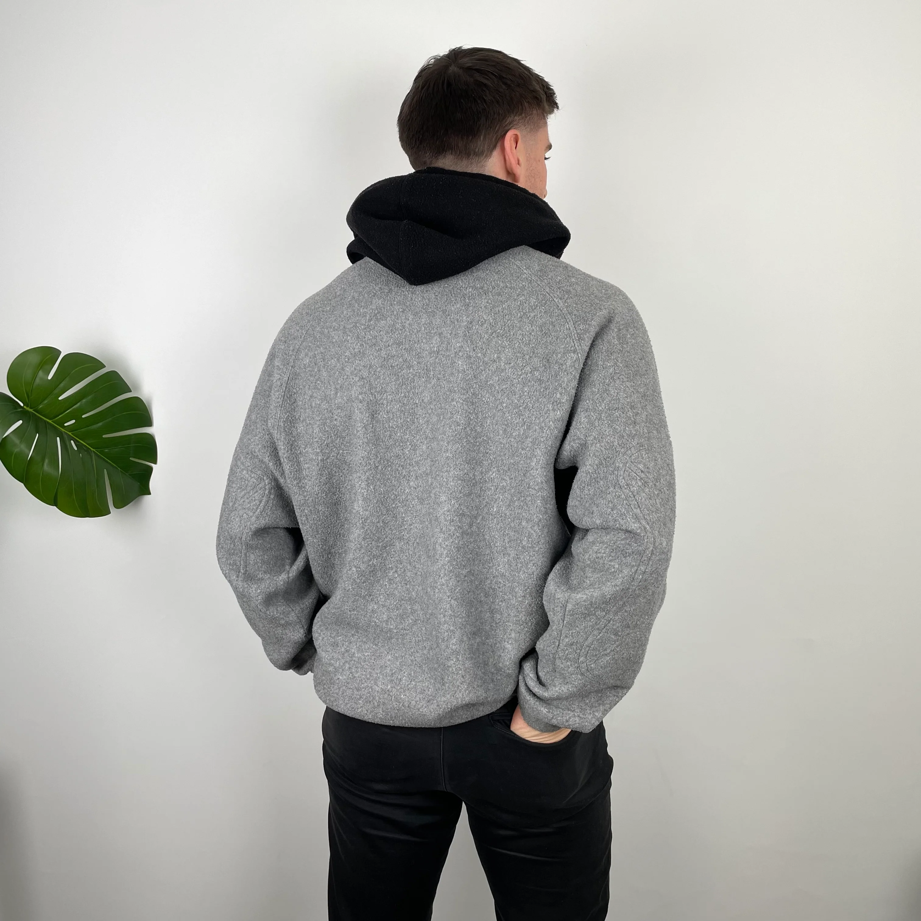 Adidas Training Grey Embroidered Spell Out Teddy Bear Fleece Hoodie (XXL) - Image 7