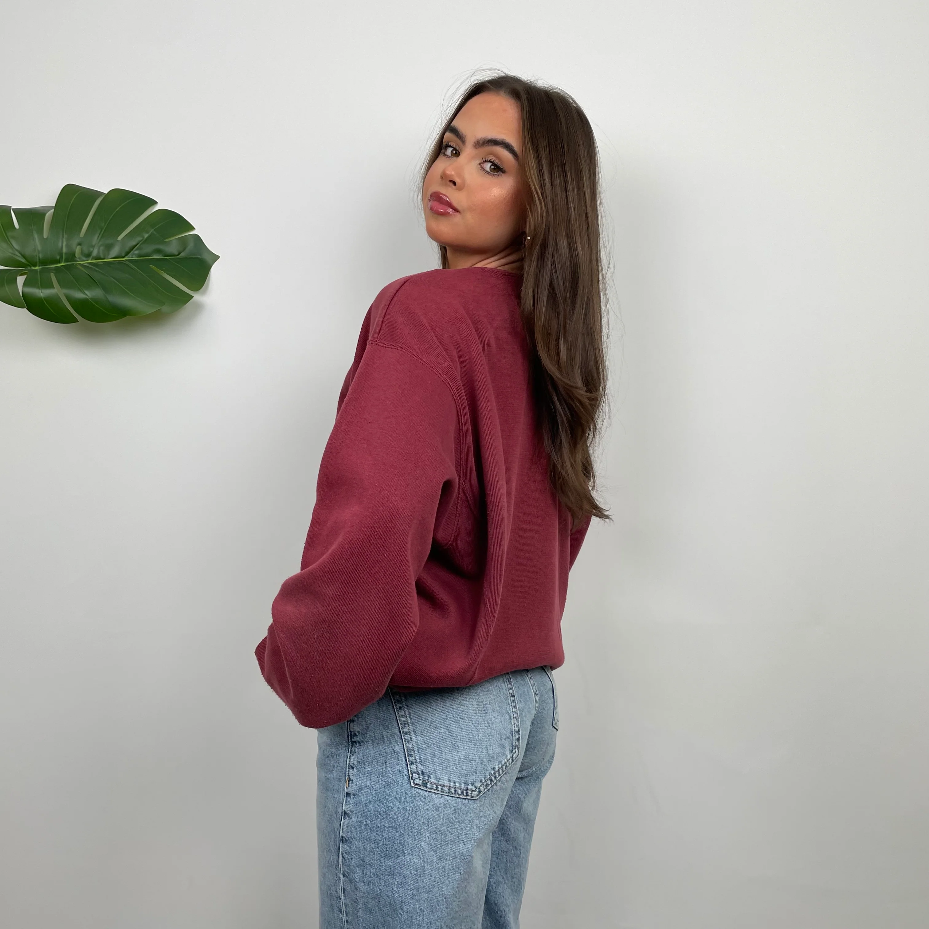 Adidas Training RARE Maroon Embroidered Spell Out Sweatshirt (L) - Image 3