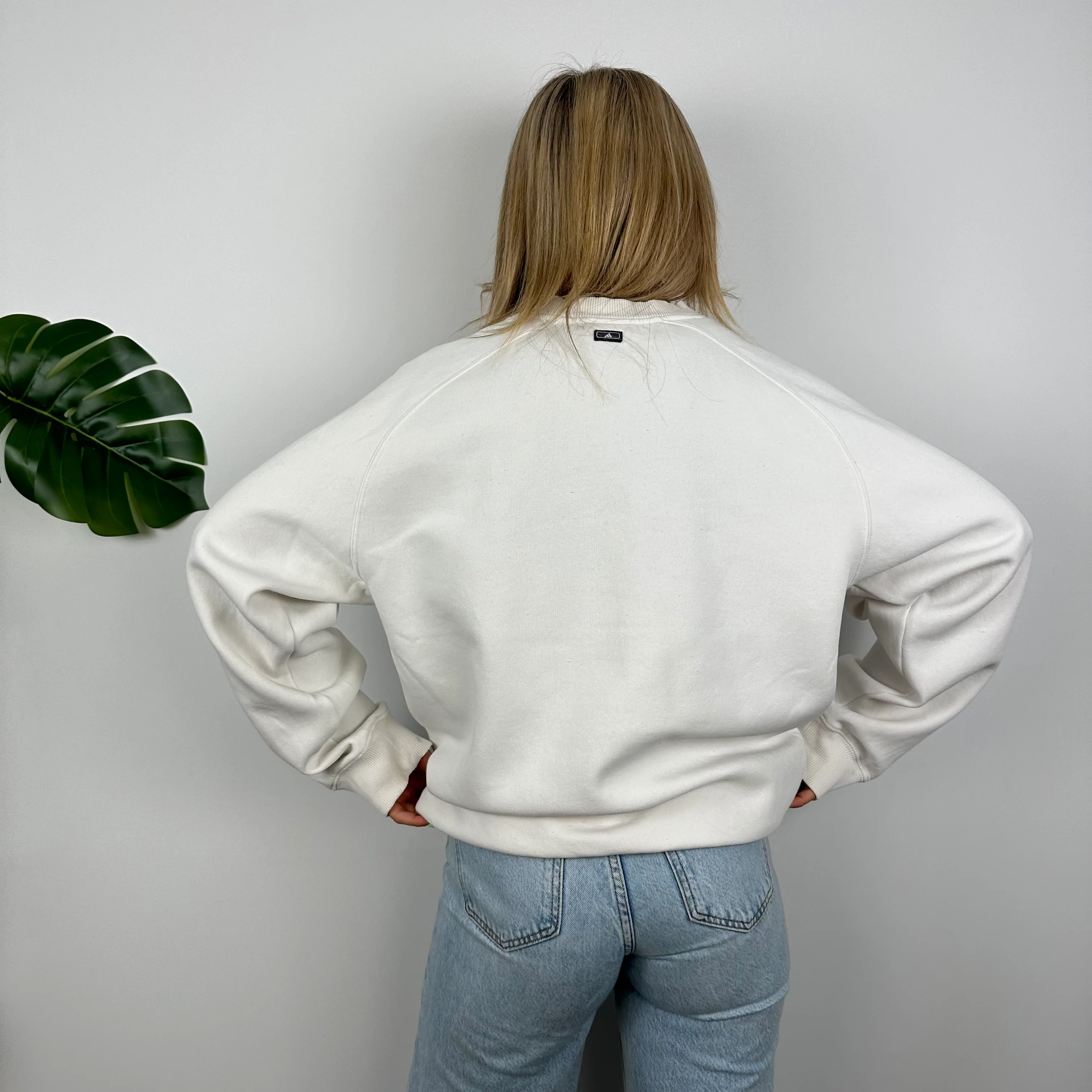 Adidas White Embroidered Spell Out Sweatshirt (M) - Image 5