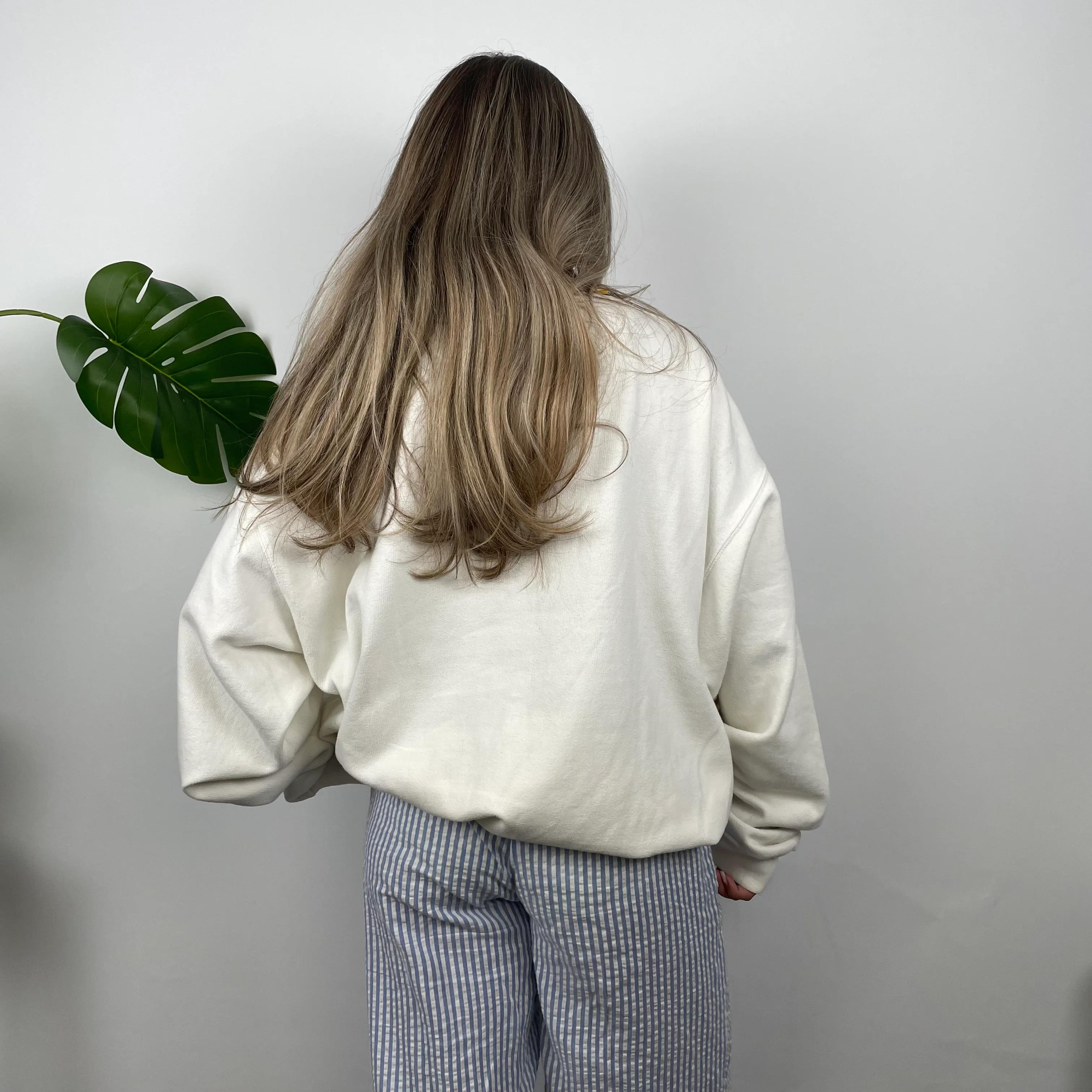 Adidas White Embroidered Spell Out Sweatshirt (M) - Image 5