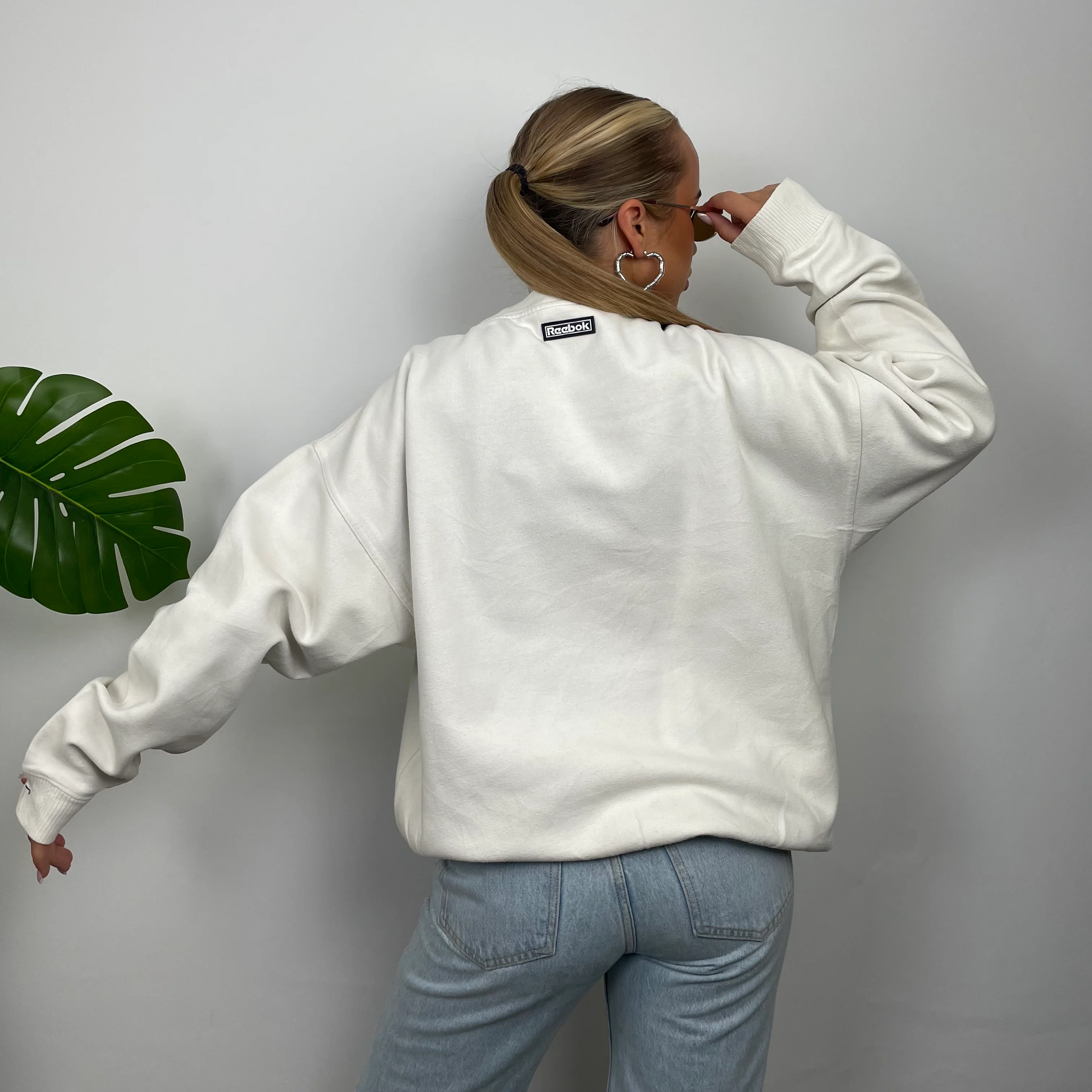 Adidas White Embroidered Spell Out Sweatshirt (M) - Image 4