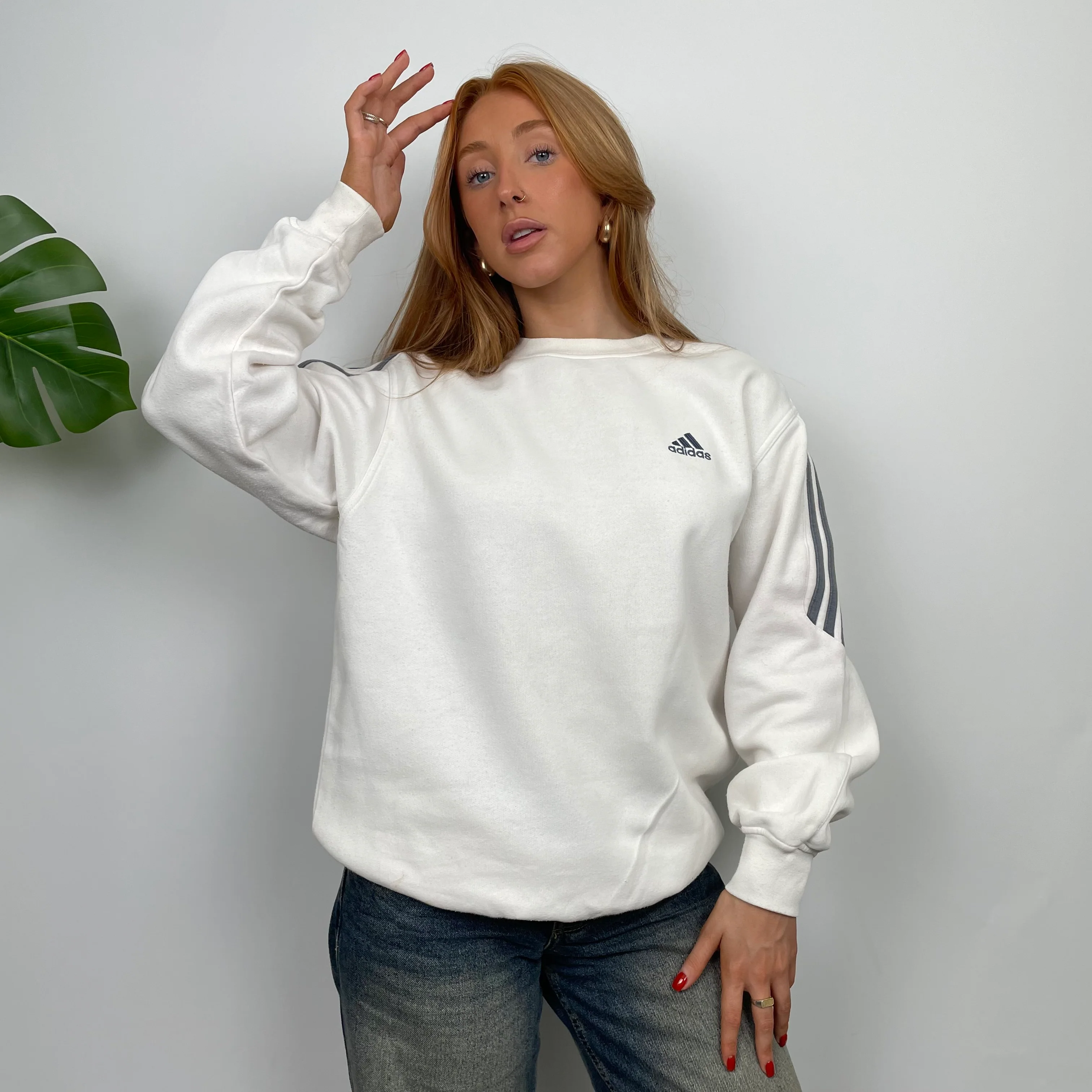 Adidas white Embroidered Spell Out Sweatshirt (XL) - Image 2