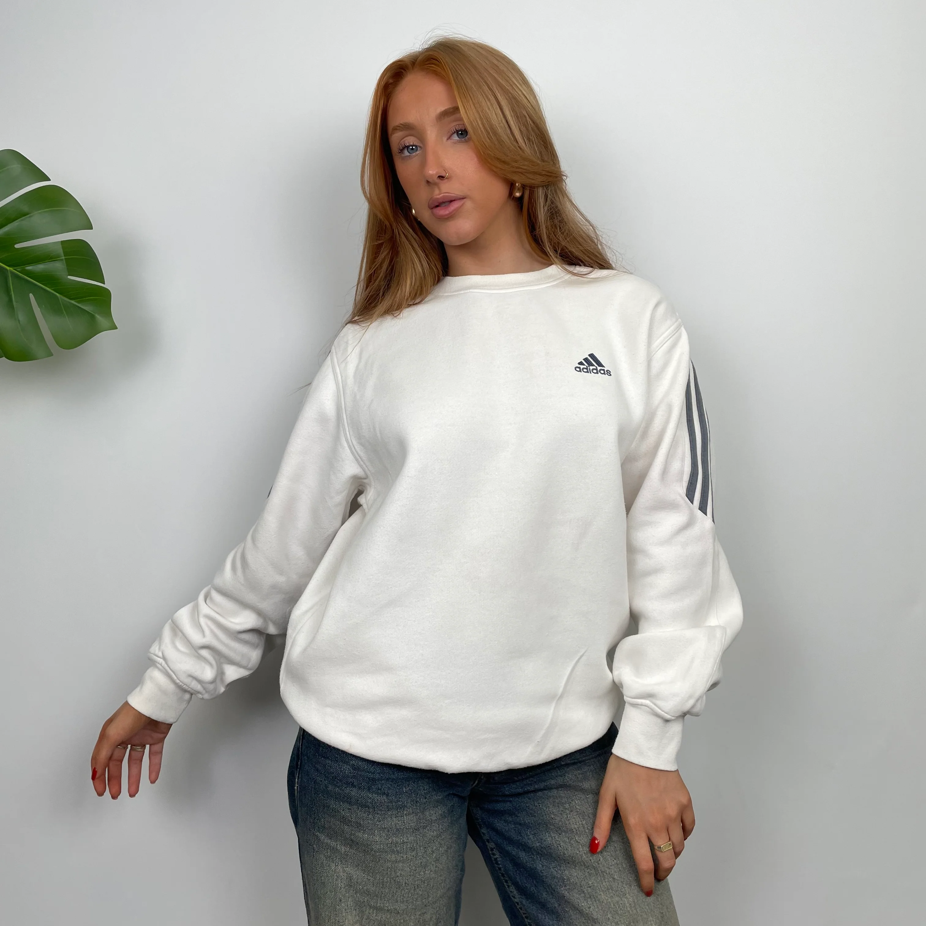 Adidas white Embroidered Spell Out Sweatshirt (XL) - Image 5