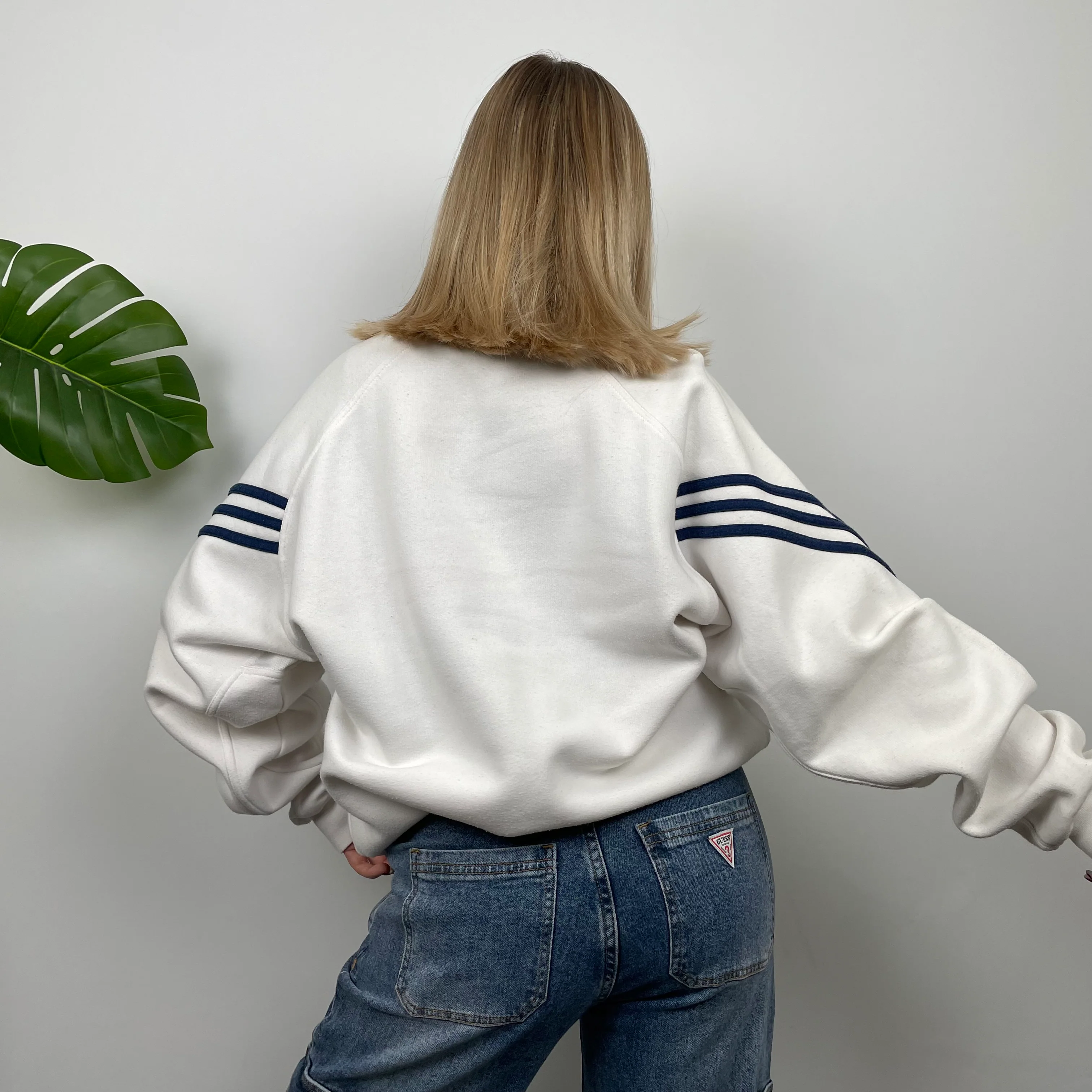 Adidas White Embroidered Spell Out Sweatshirt (XL) - Image 8