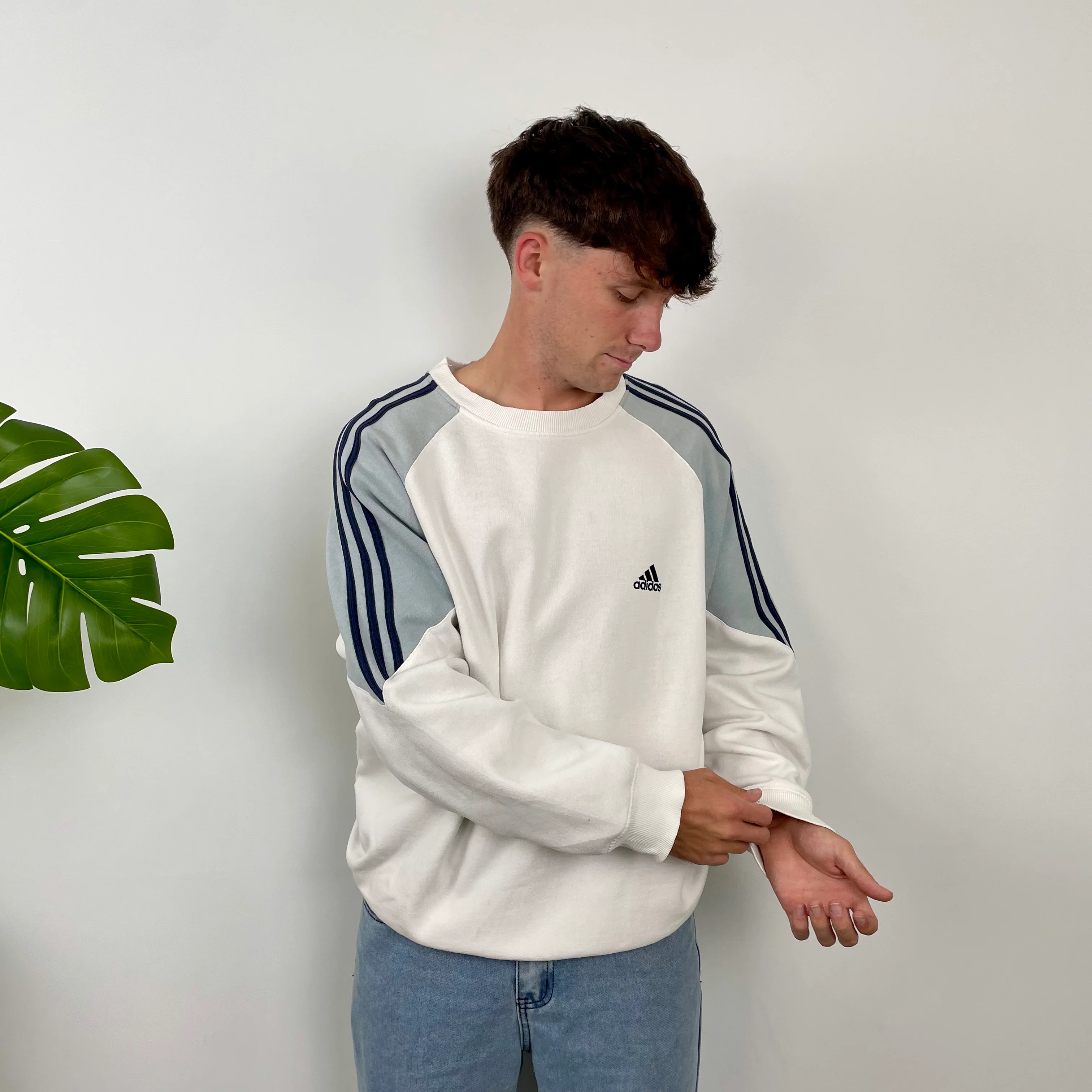 Adidas White Embroidered Spell Out Sweatshirt (L) - Image 6