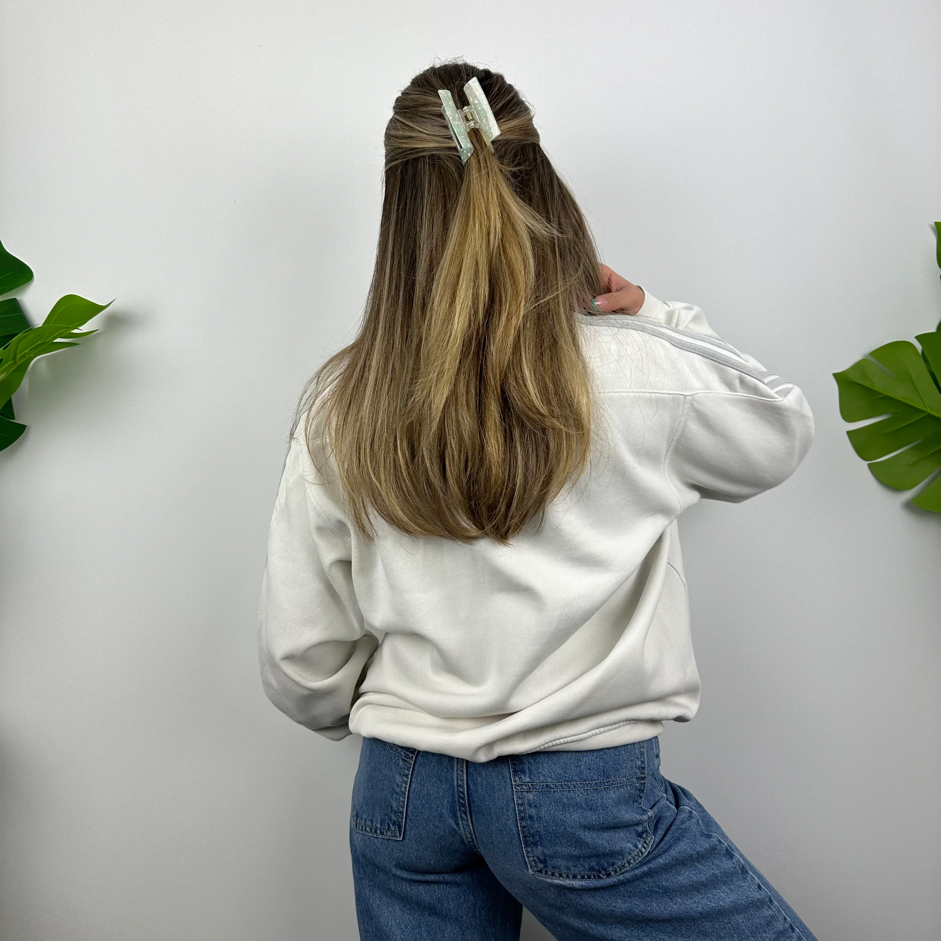 Adidas White Embroidered Spell Out Sweatshirt (S) - Image 4