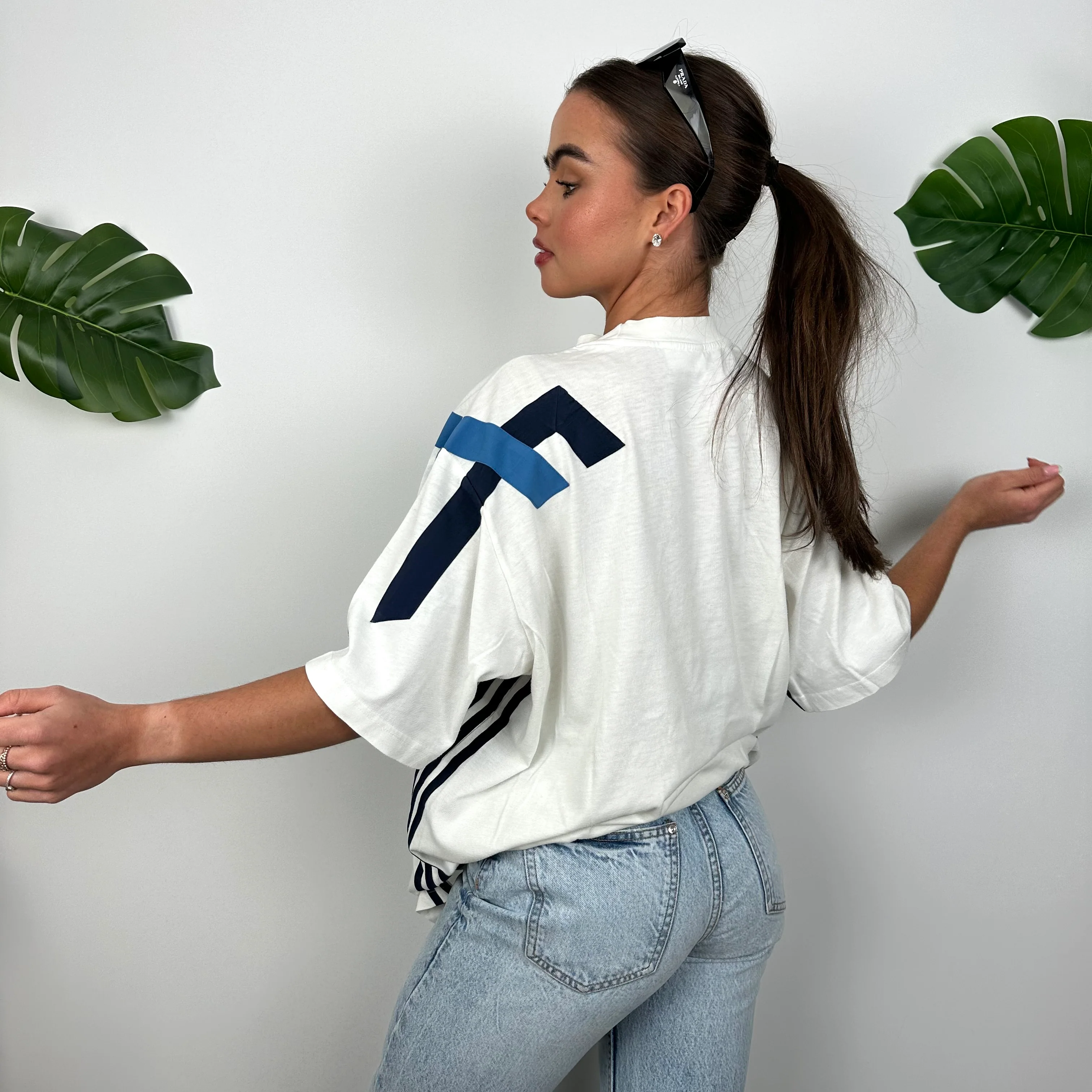 Adidas White Embroidered Spell Out T Shirt (L) - Image 3
