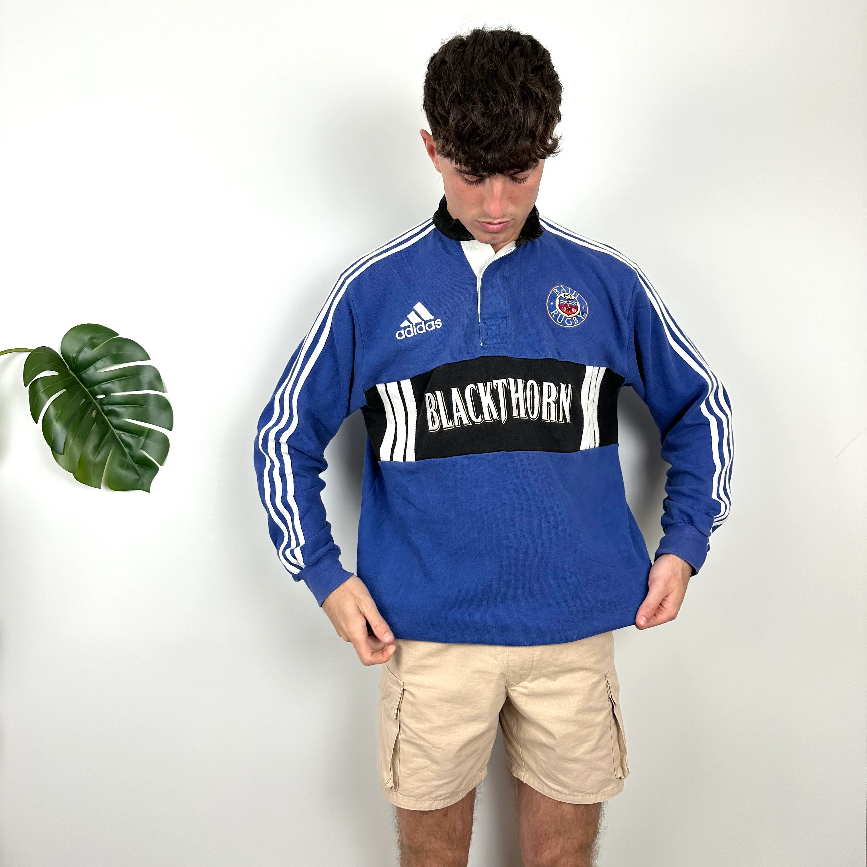Adidas X Bath Rugby Blue Embroidered Logo Rugby Shirt (L) - Image 3