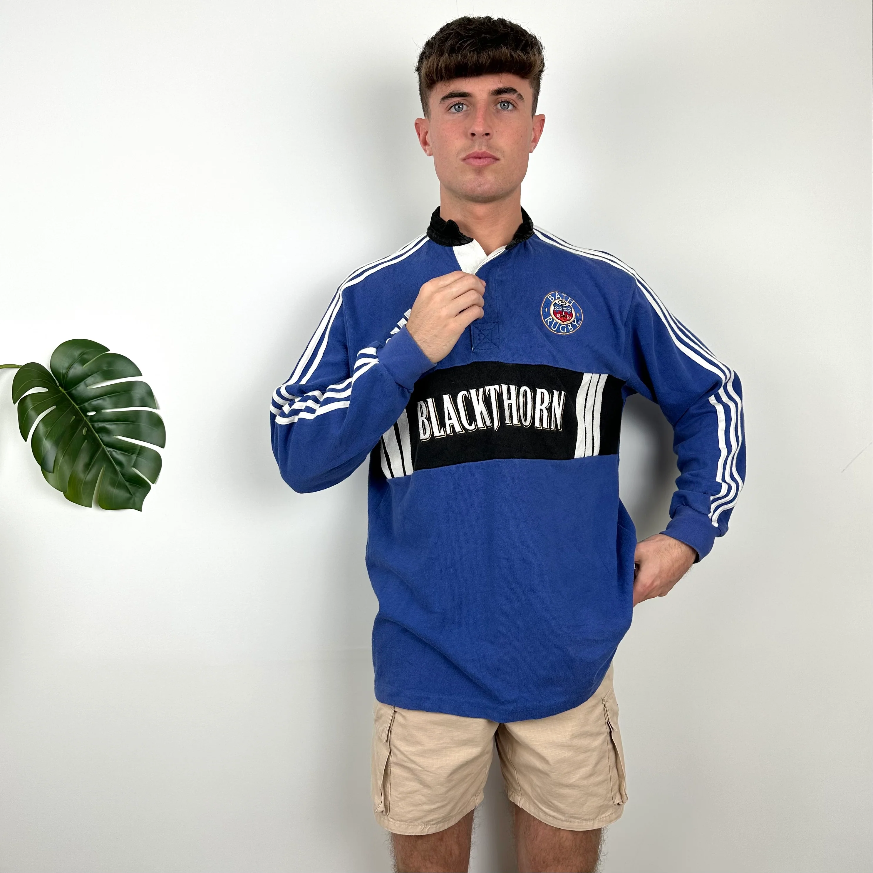 Adidas X Bath Rugby Blue Embroidered Logo Rugby Shirt (L) - Image 4
