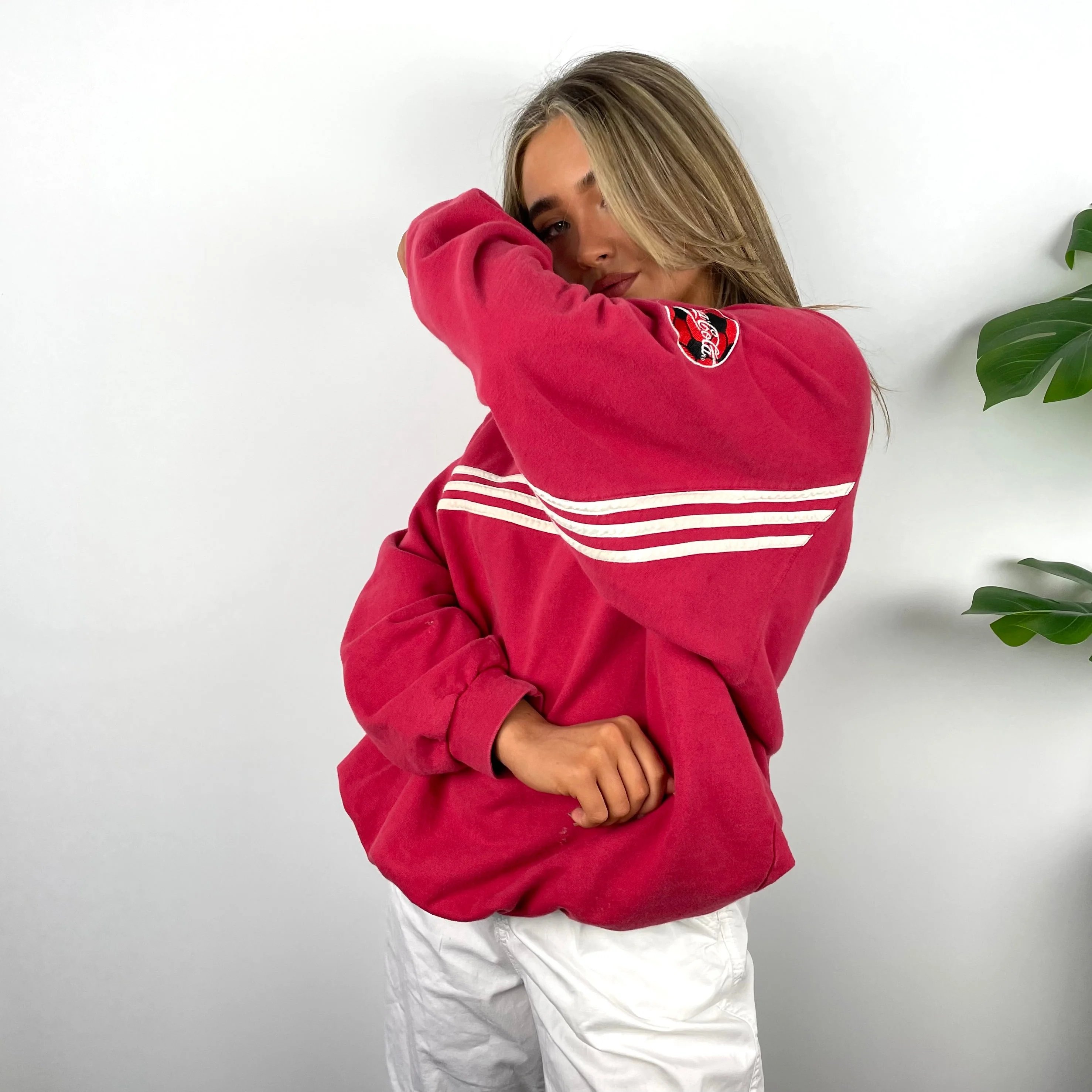 Adidas X Coca Cola RARE Red Embroidered Spell Out Sweatshirt (XL) - Image 5