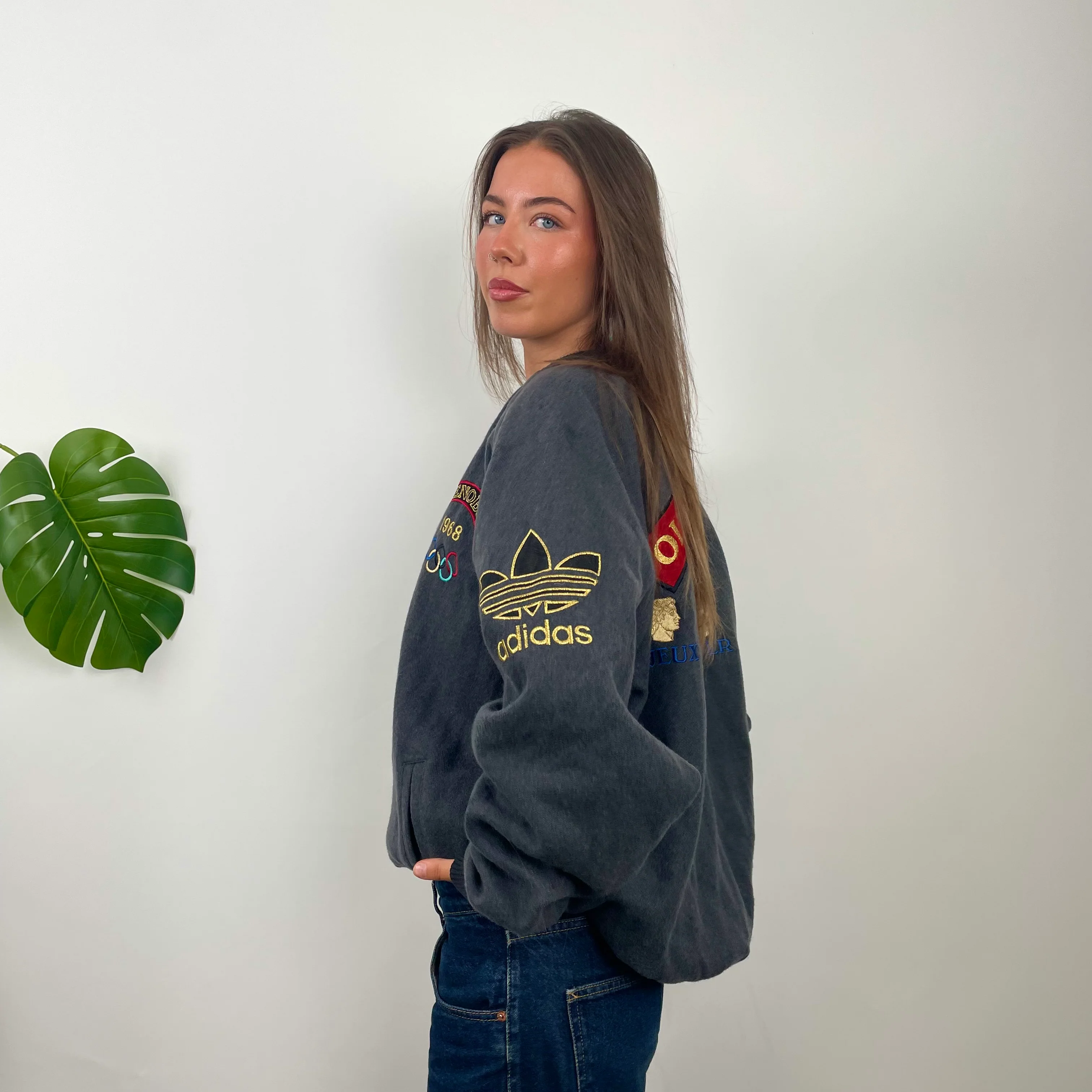 Adidas X Cortina Grenoble Olympics 80’s Grey Embroidered Spell Out Jacket - Image 3