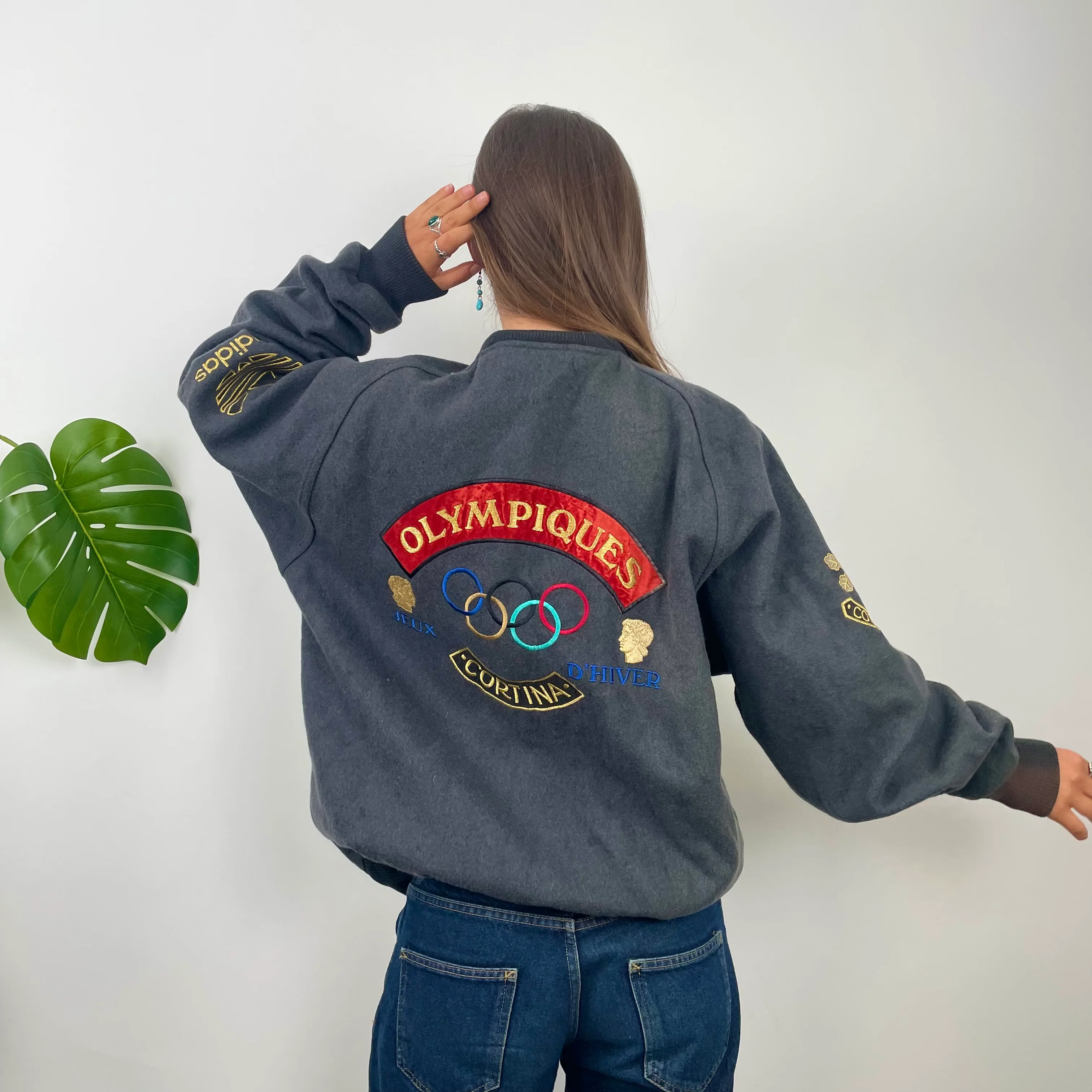 Adidas X Cortina Grenoble Olympics 80’s Grey Embroidered Spell Out Jacket - Image 5