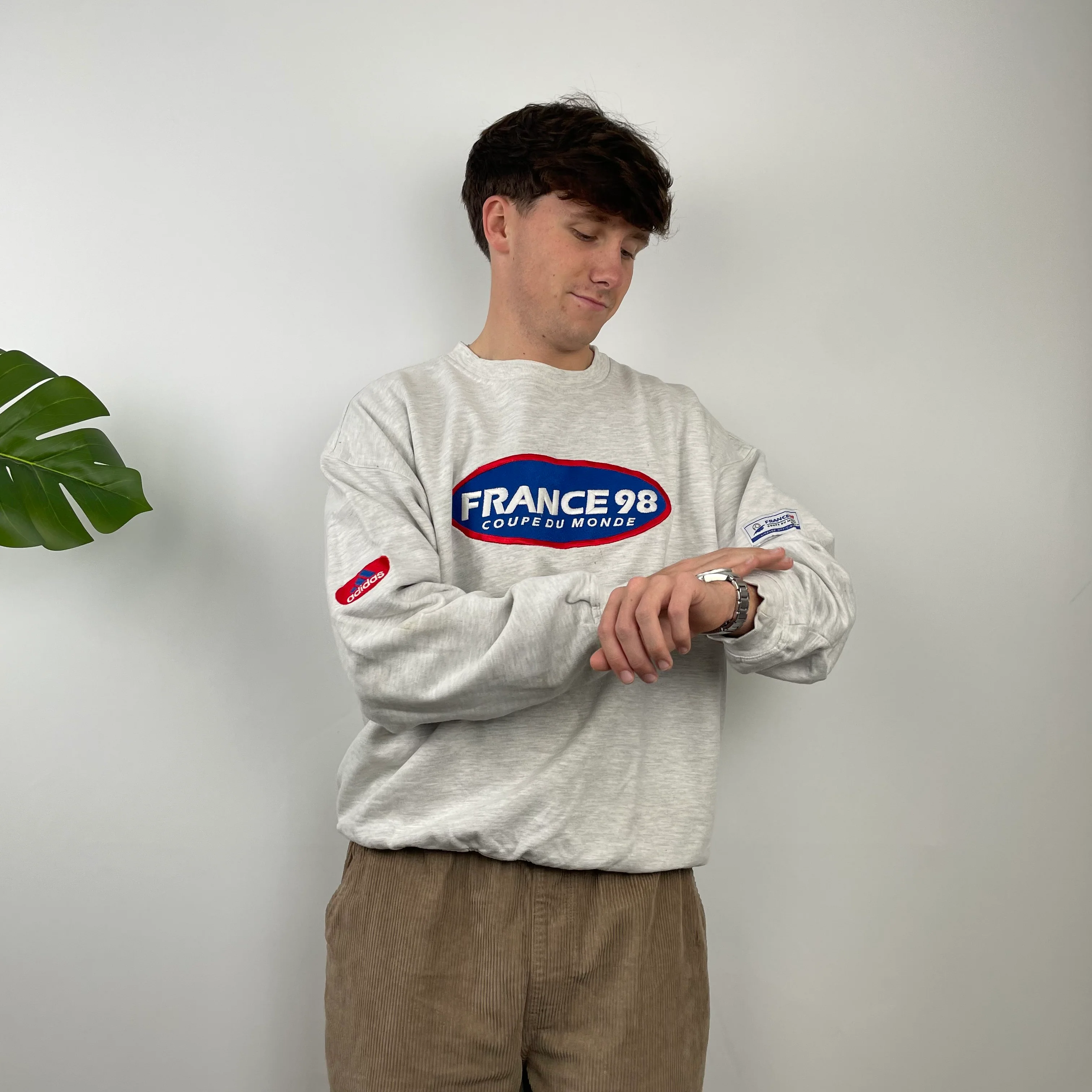 Adidas x Football World Cup France 1998 RARE Grey Embroidered Spell Out Sweatshirt (M) - Image 3