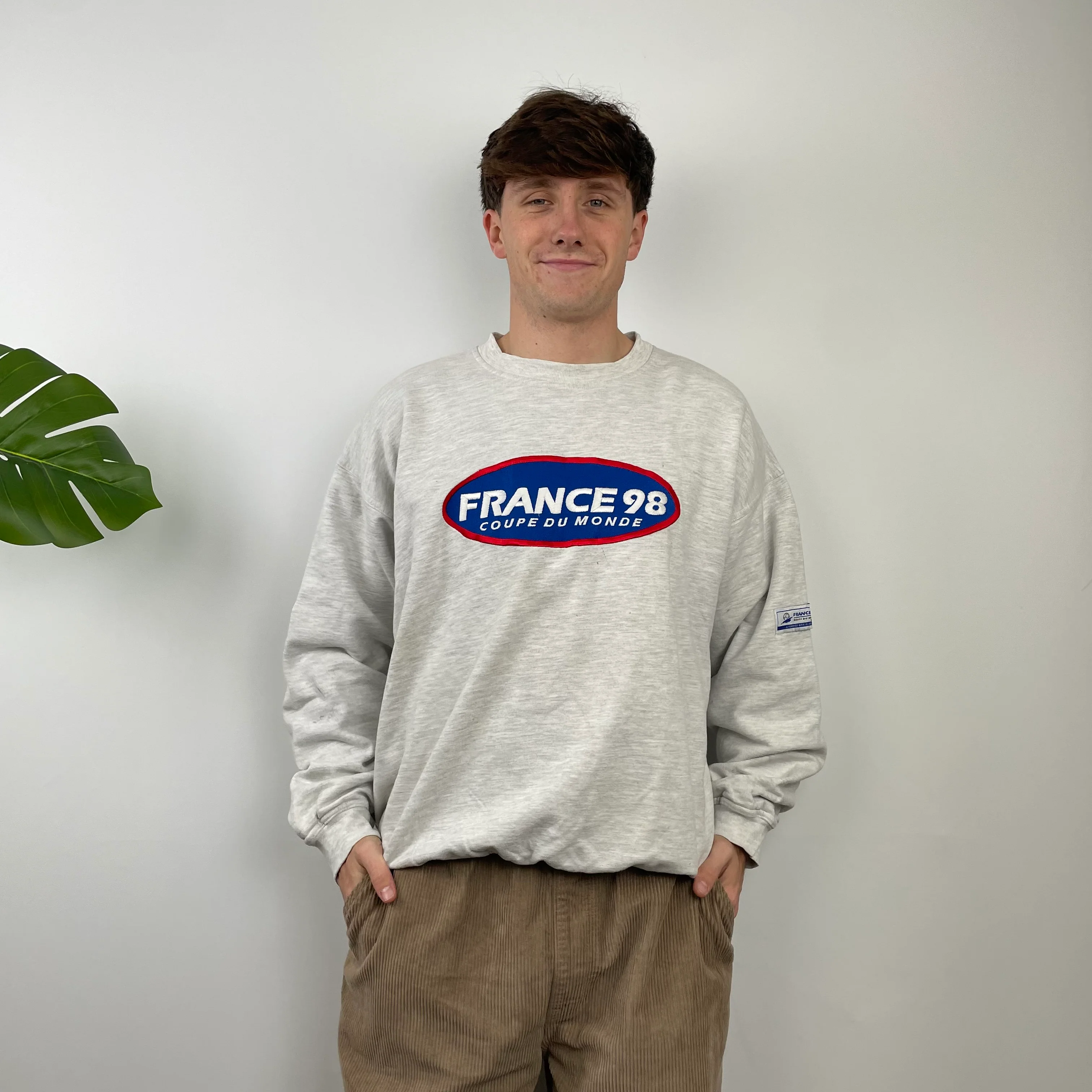 Adidas x Football World Cup France 1998 RARE Grey Embroidered Spell Out Sweatshirt (M) - Image 4