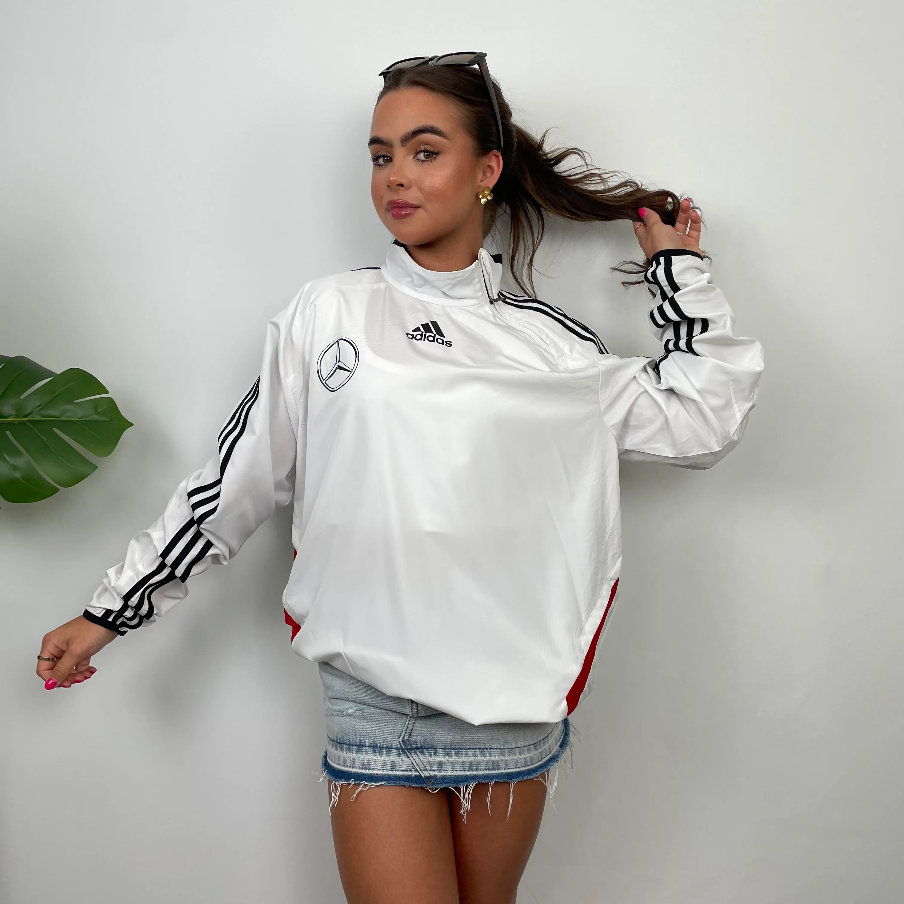 Adidas x Mercedes Benz Embroidered Spell Out Pullover Windbreaker Jacket (XL) - Image 2