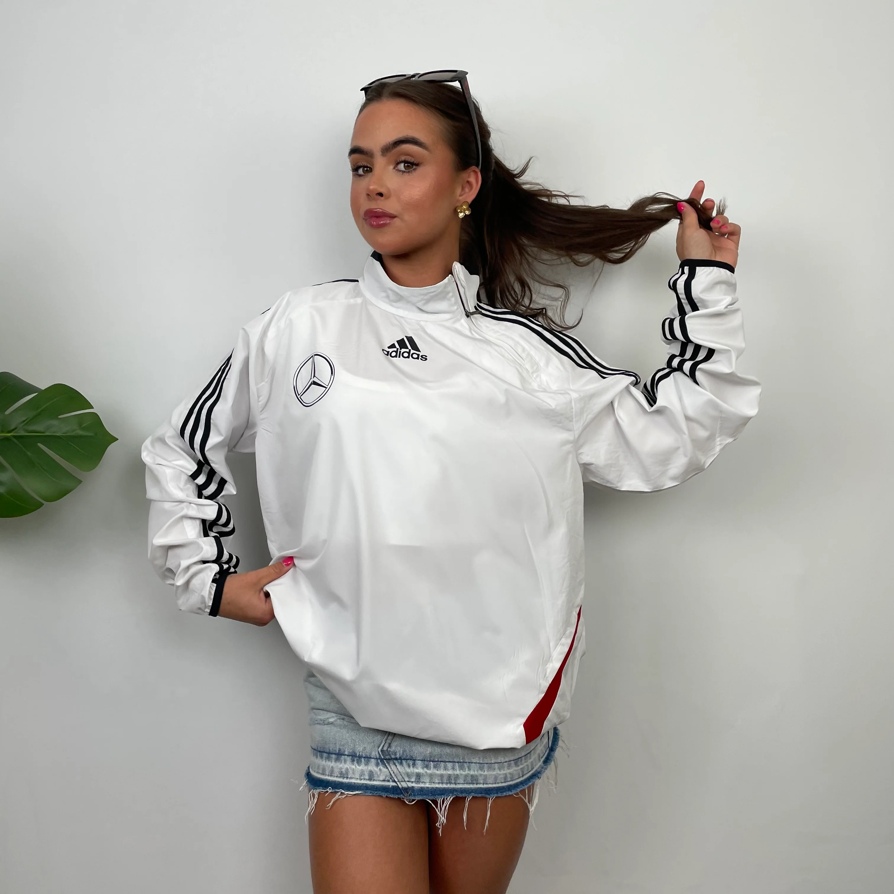 Adidas x Mercedes Benz Embroidered Spell Out Pullover Windbreaker Jacket (XL) - Image 3