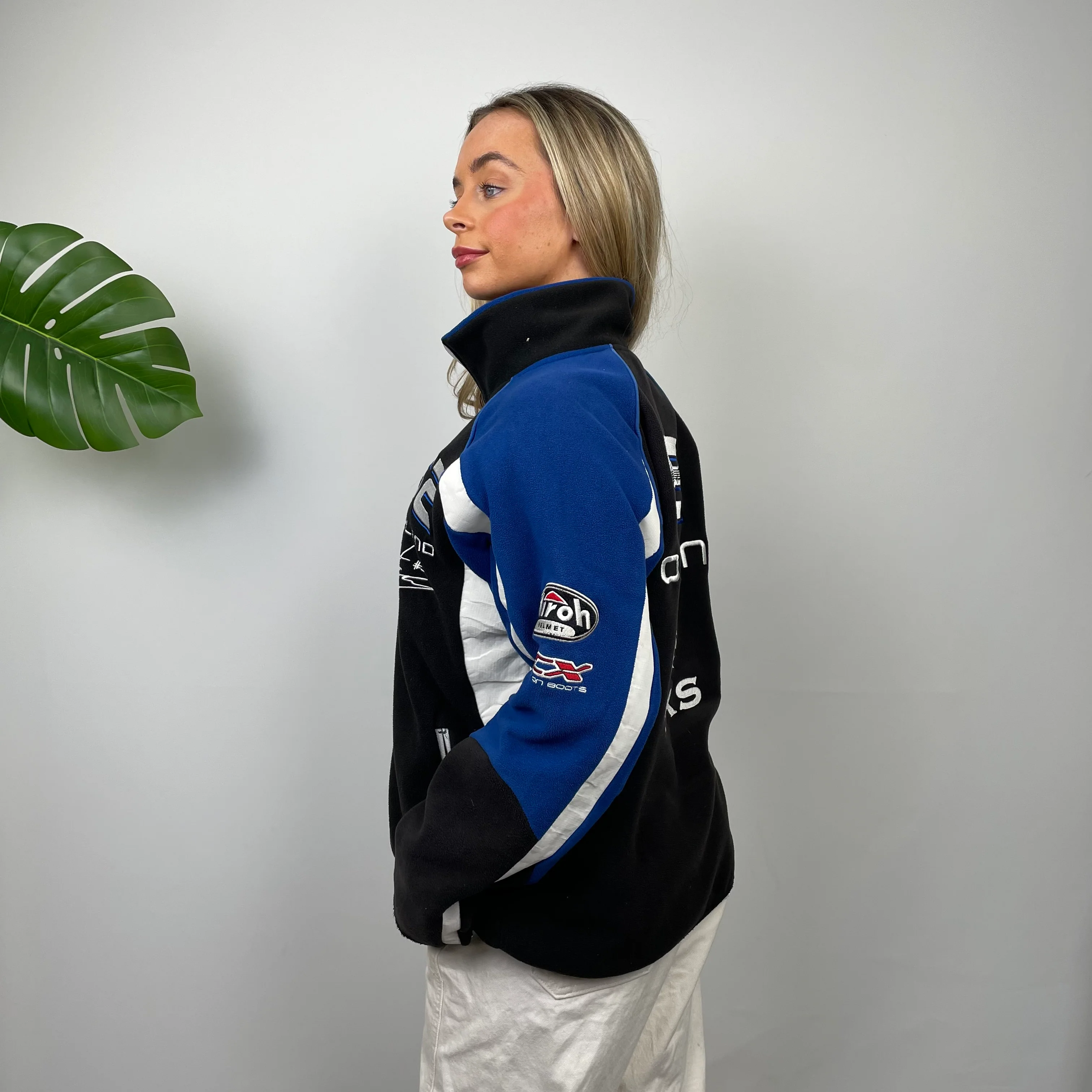 BKS Racing Blue Embroidered Spell Out Zip Up Fleece Jacket (M) - Image 3