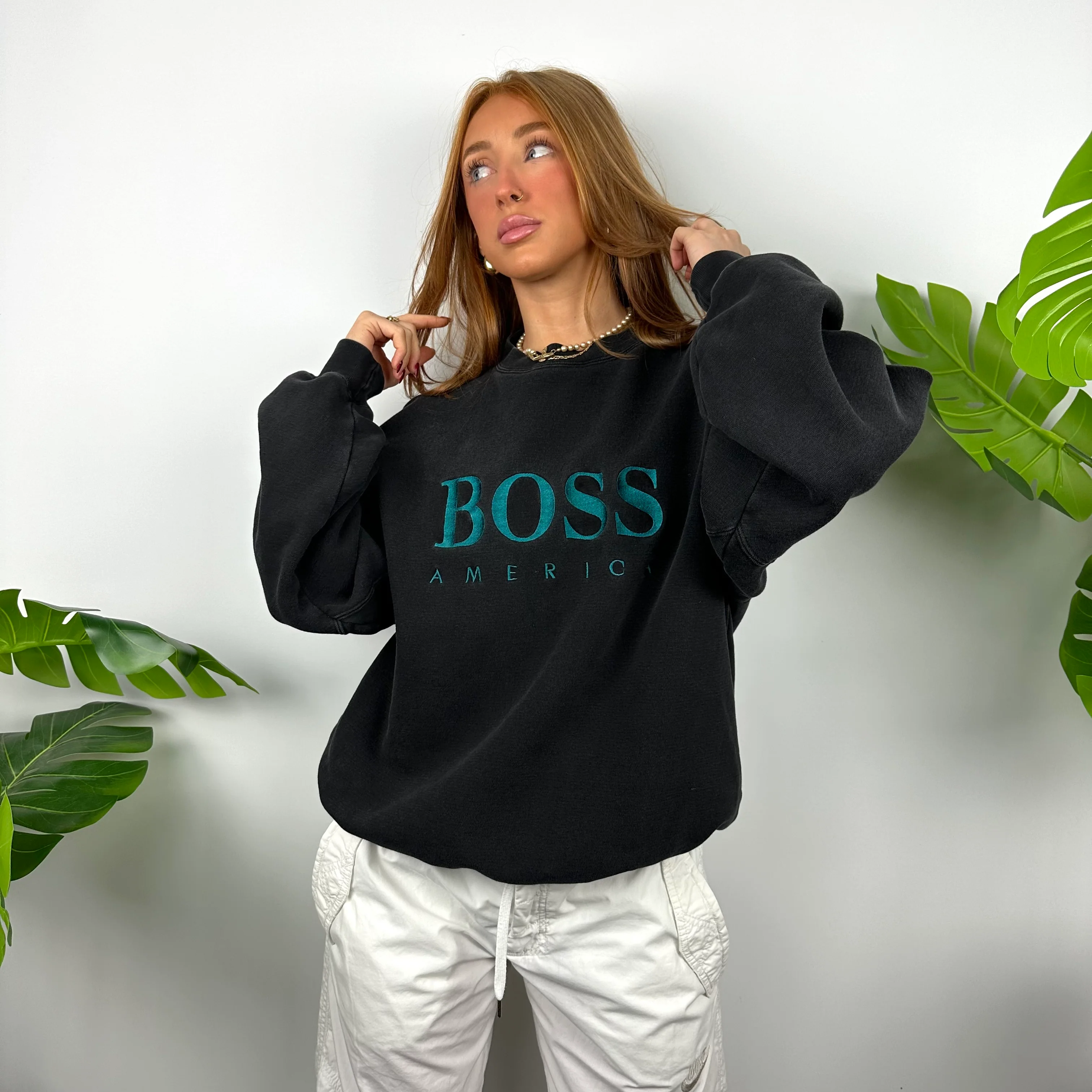 Boss America Black Embroidered Spell Out Sweatshirt (M) - Image 6