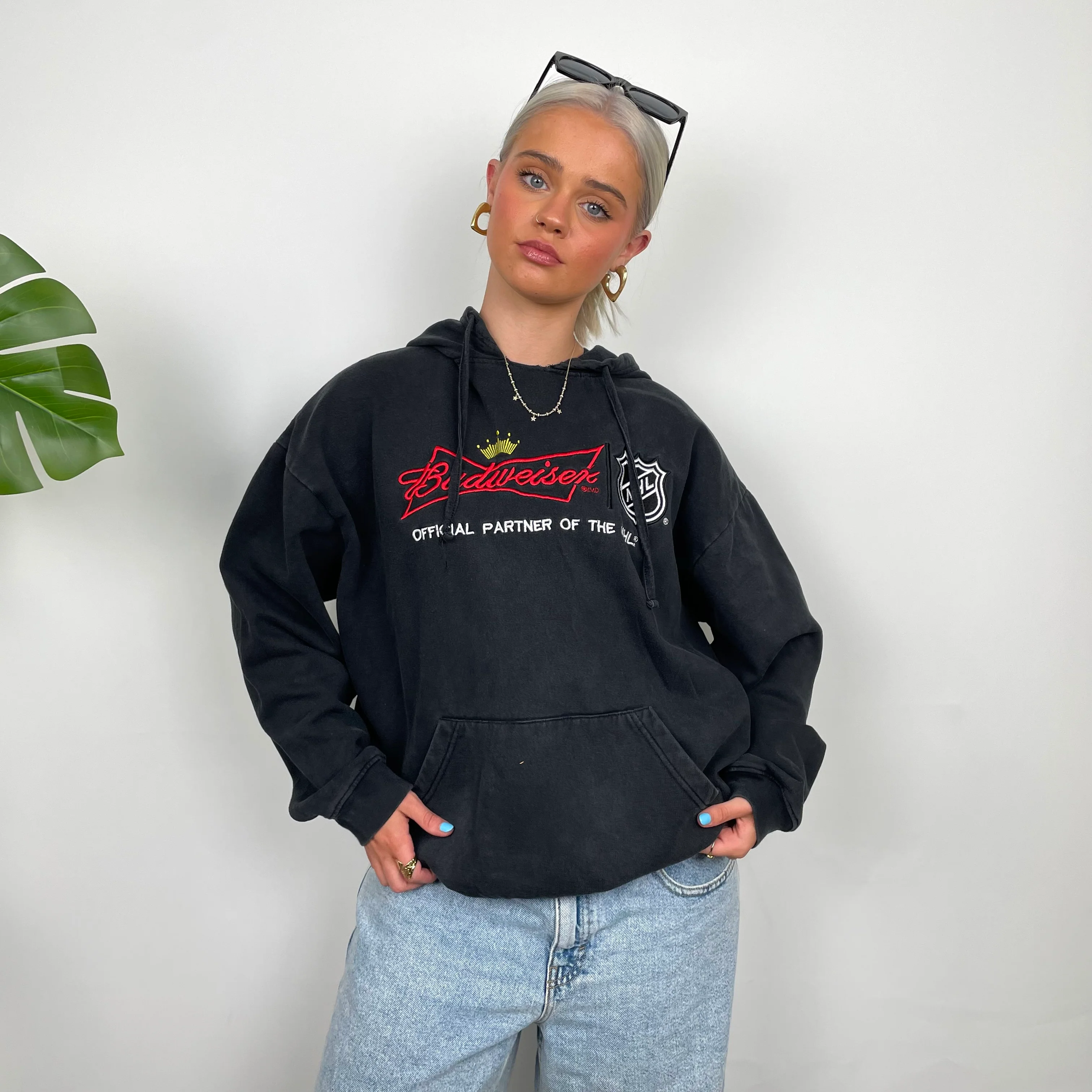 BUD USA Black Embroidered Spell Out Hoodie (M) - Image 5