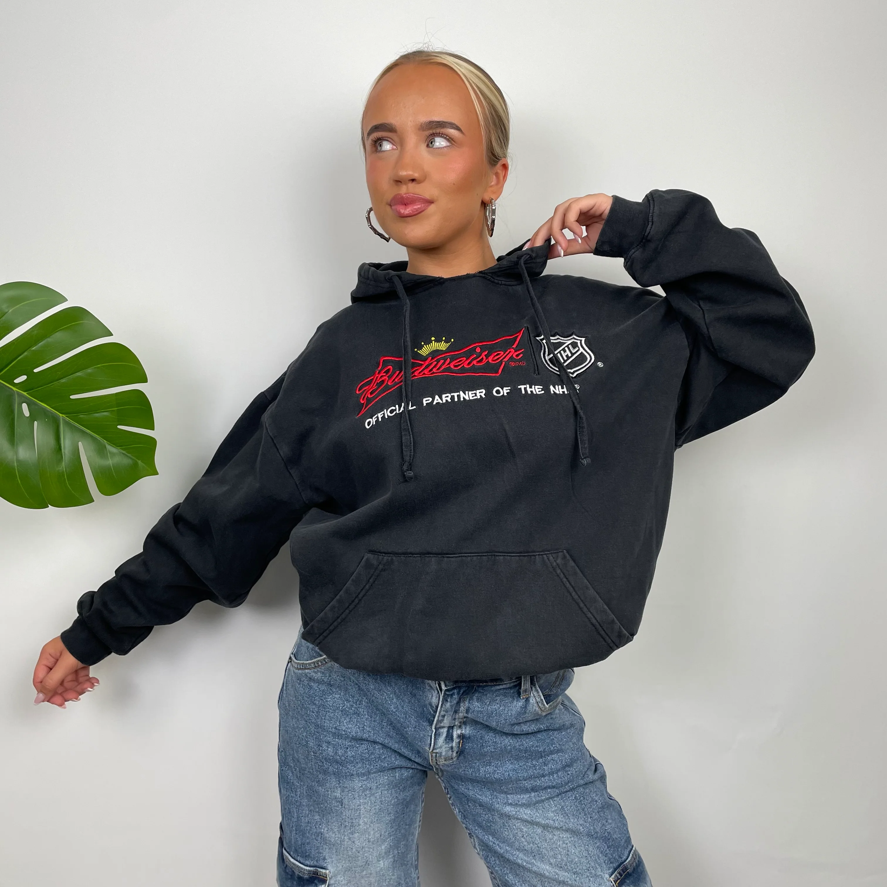 BUD USA Black Embroidered Spell Out Hoodie (M) - Image 3