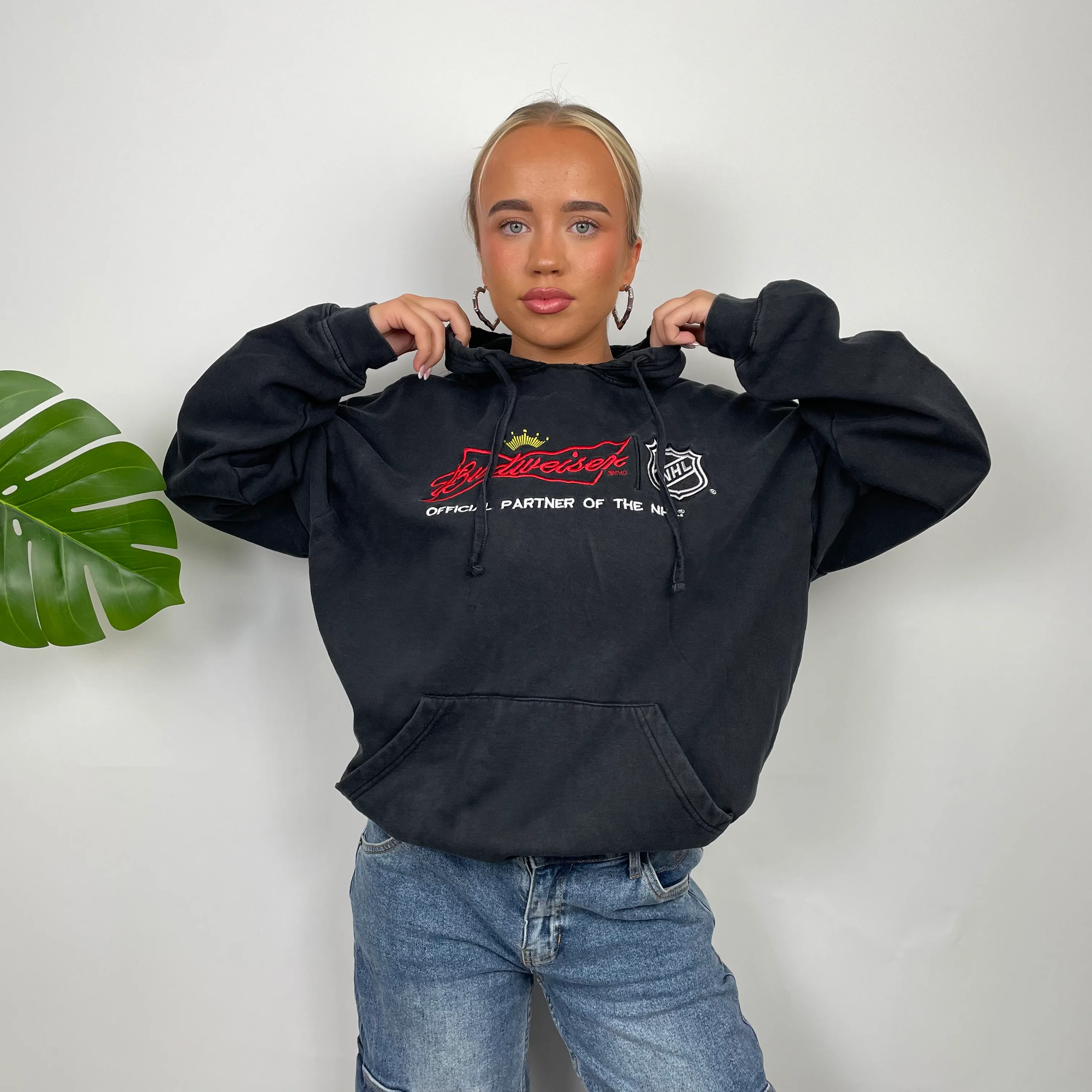 BUD USA Black Embroidered Spell Out Hoodie (M) - Image 4
