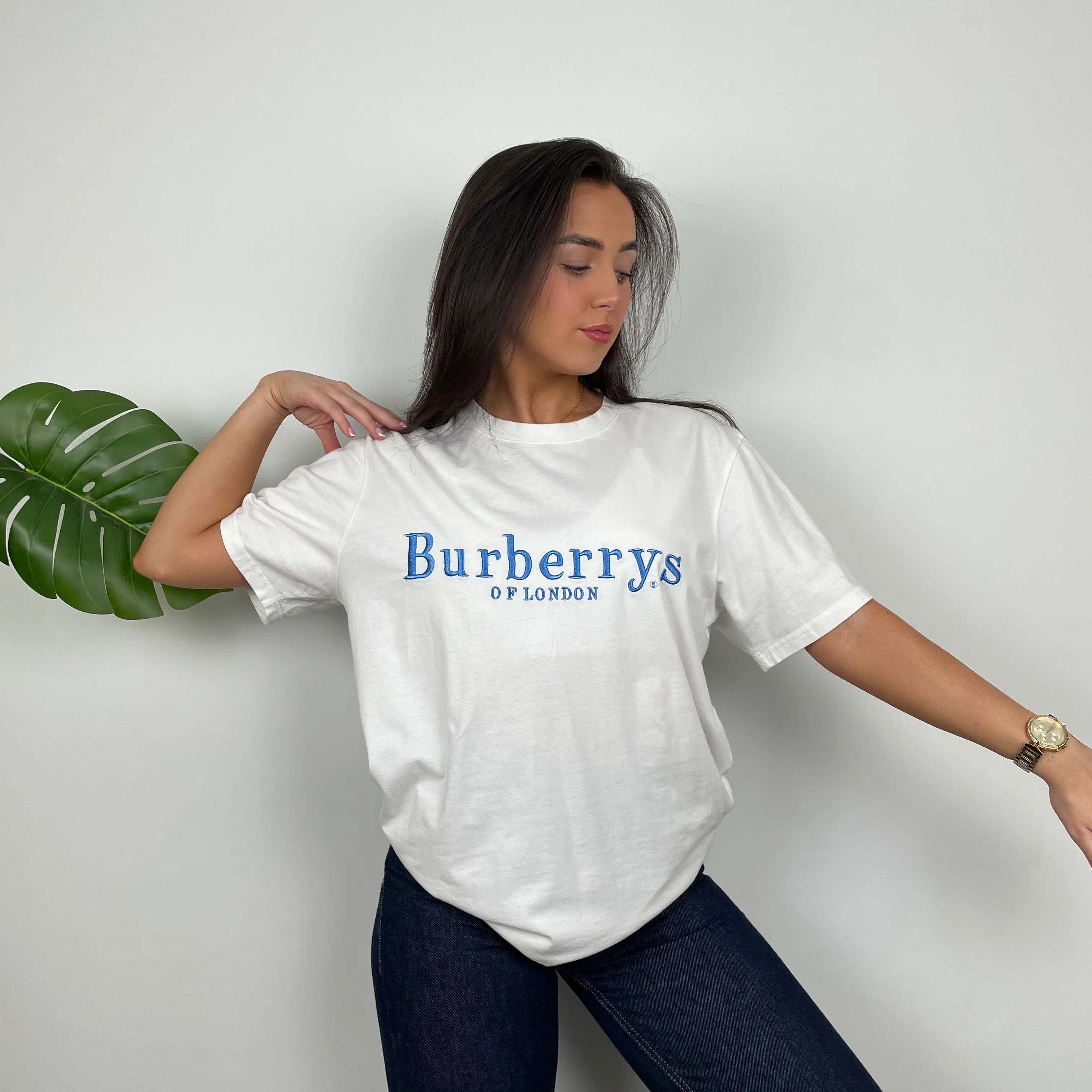 Burberry’s RARE White Embroidered Spell Out T Shirt (L) - Image 5