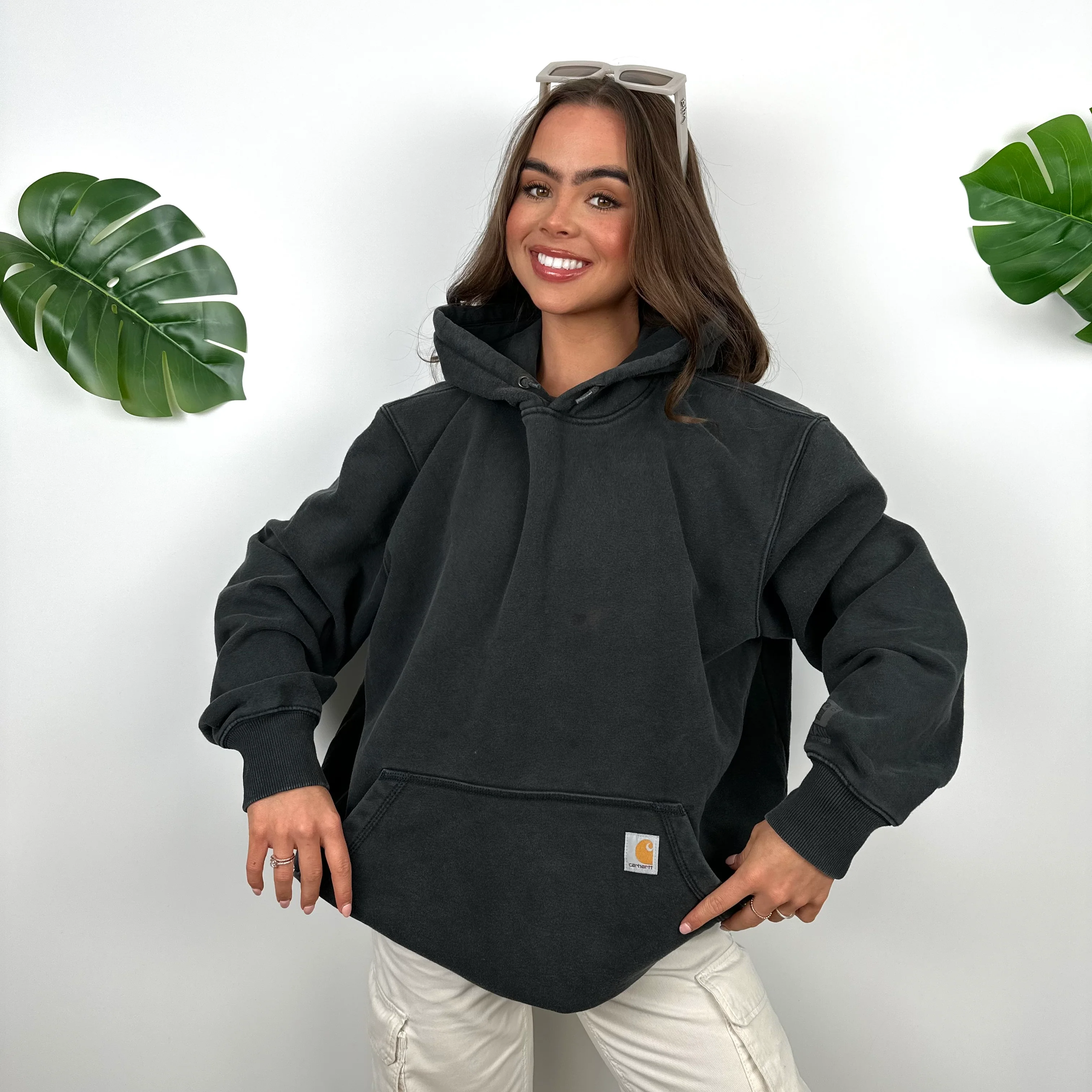 Carhartt Black Embroidered Logo Hoodie (L) - Image 3