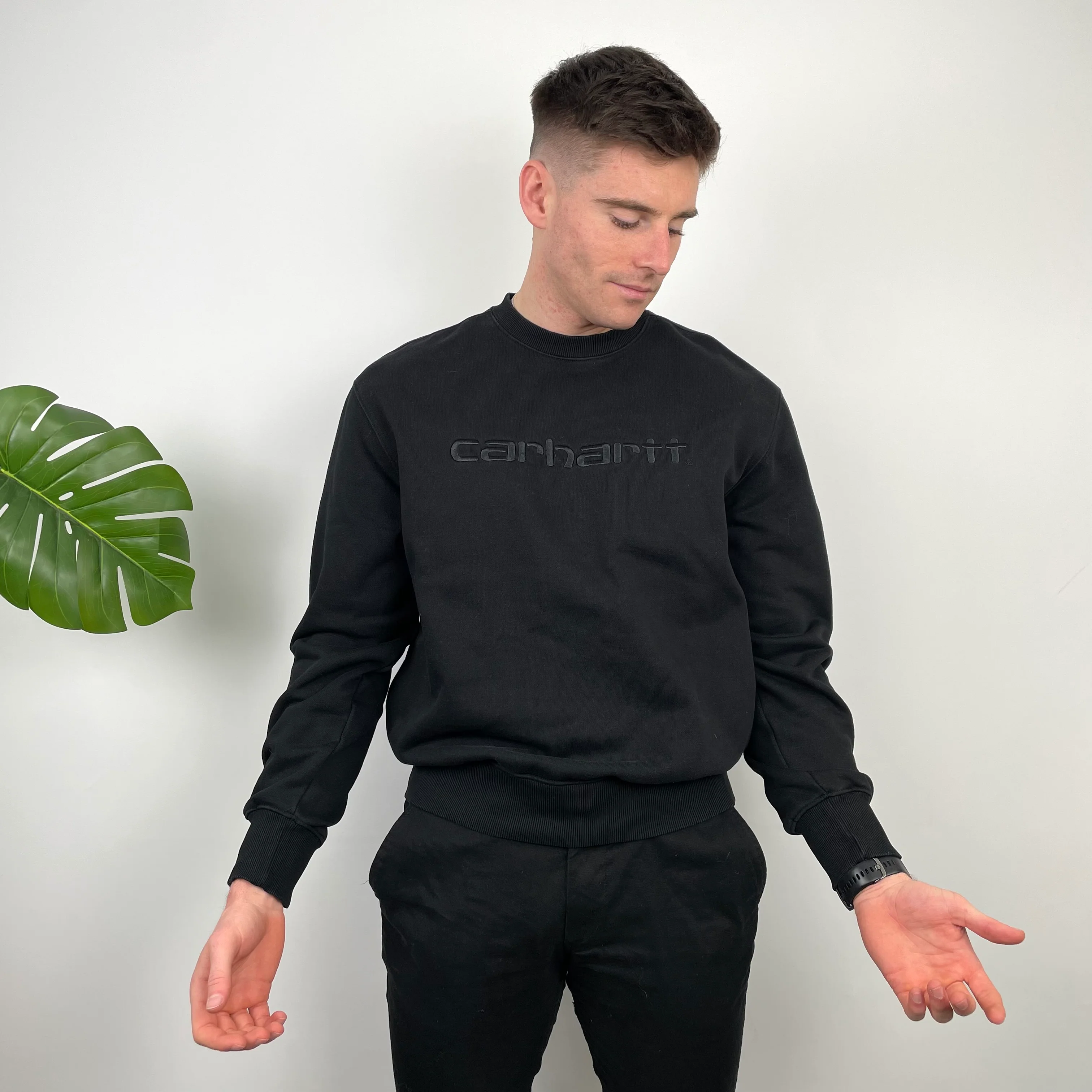 Carhartt Black Embroidered Logo Sweatshirt (L) - Image 4
