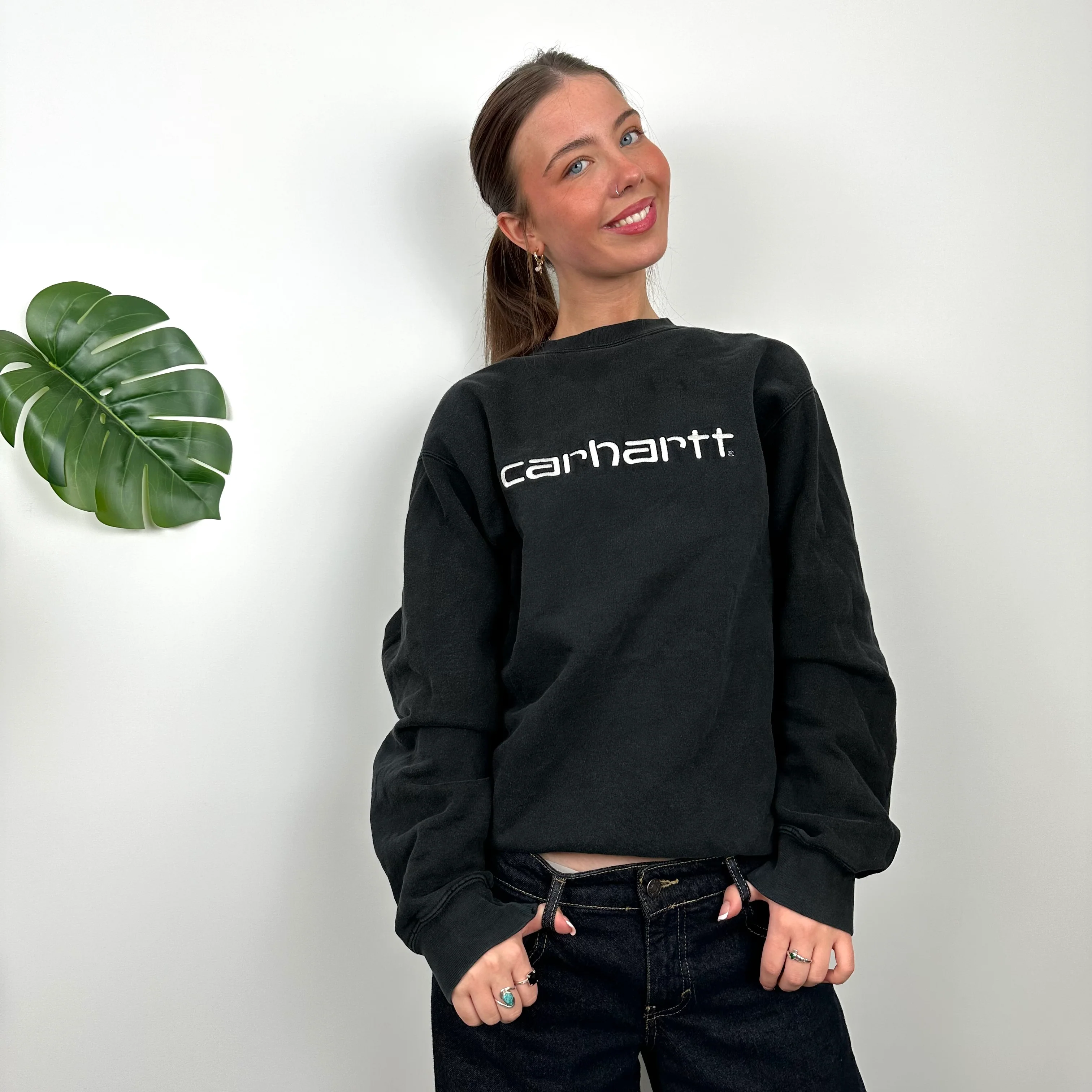 Carhartt Black Embroidered Spell Out Sweatshirt (M) - Image 2