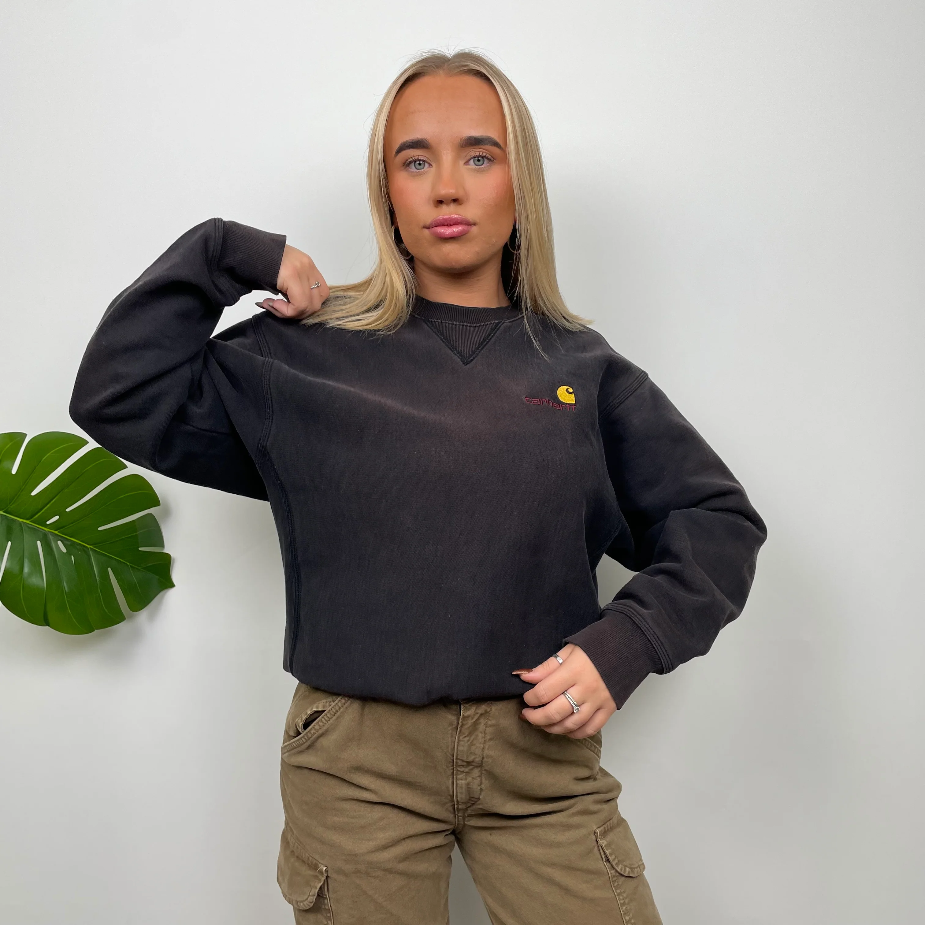 Carhartt Black Embroidered Spell Out Sweatshirt (M) - Image 2