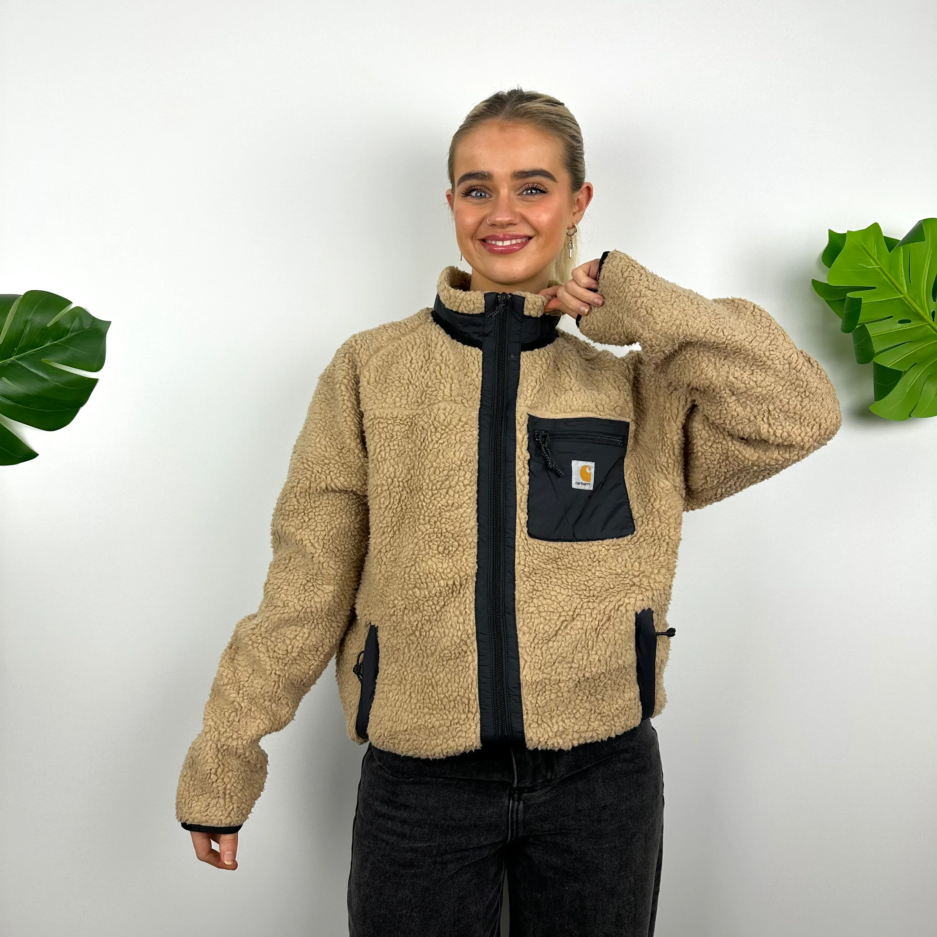 Carhartt Brown Teddy Bear Sherpa Fleece Zip Up Jacket (M)