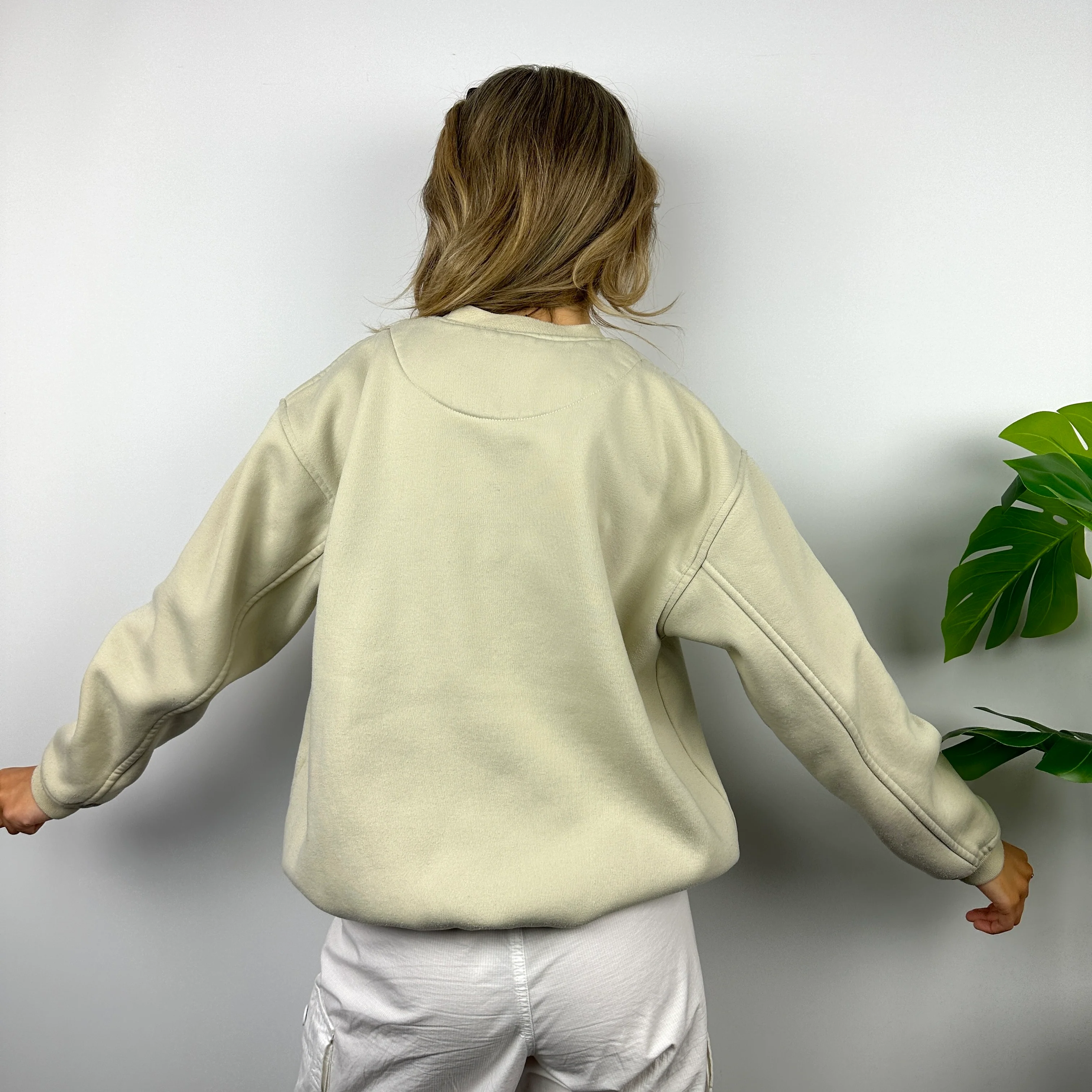 Carhartt Cream Embroidered Spell Out Sweatshirt (M) - Image 4