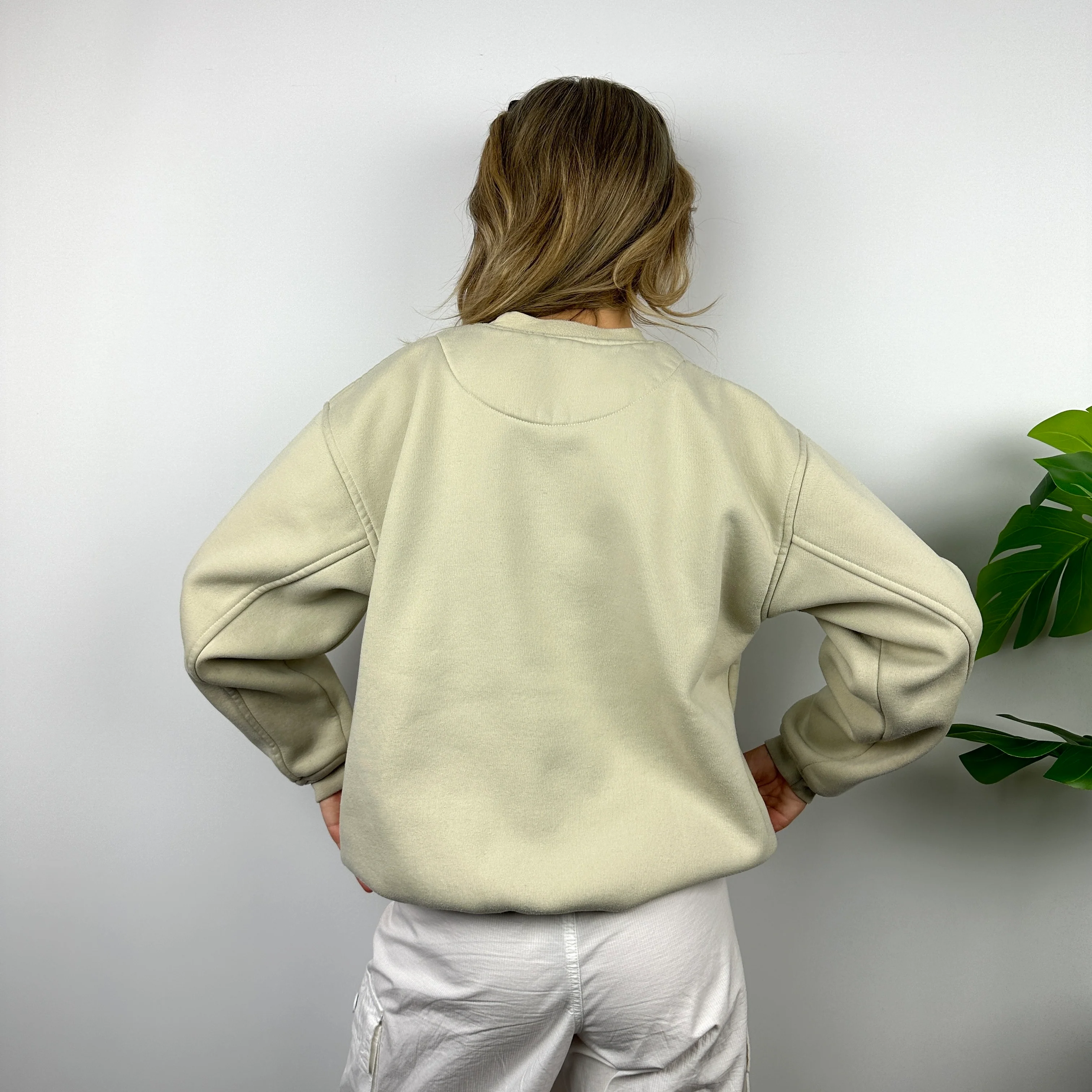 Carhartt Cream Embroidered Spell Out Sweatshirt (M) - Image 8