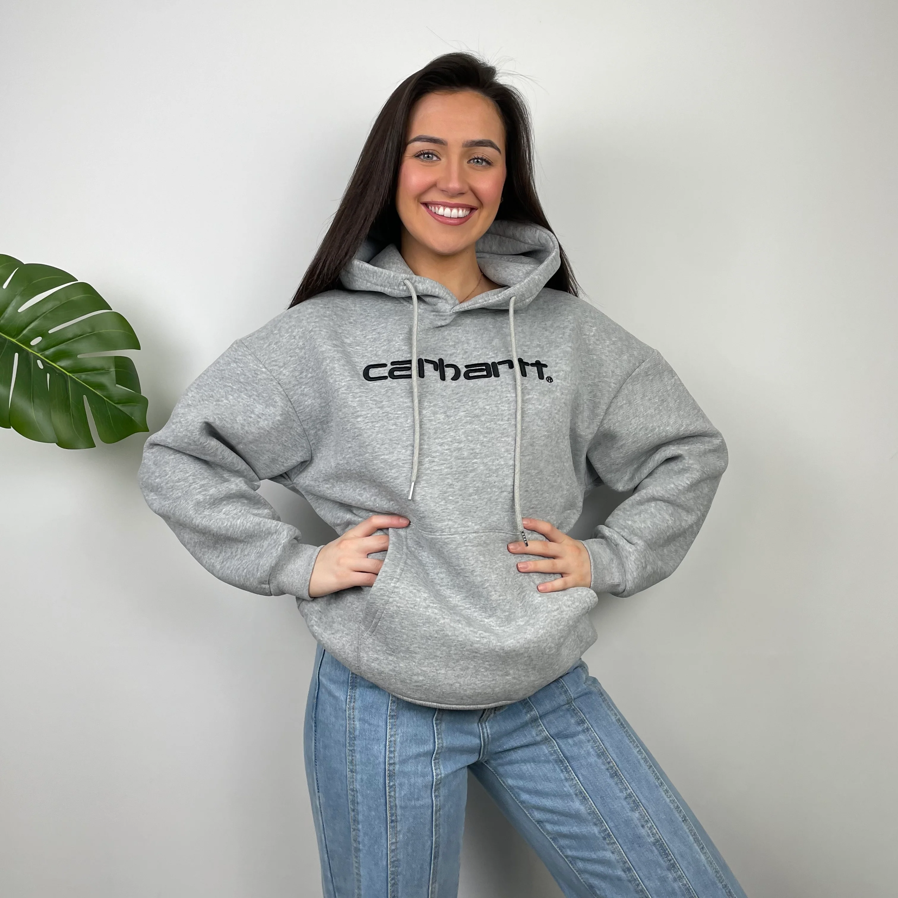 Carhartt Grey Embroidered Logo Hoodie (L) - Image 5
