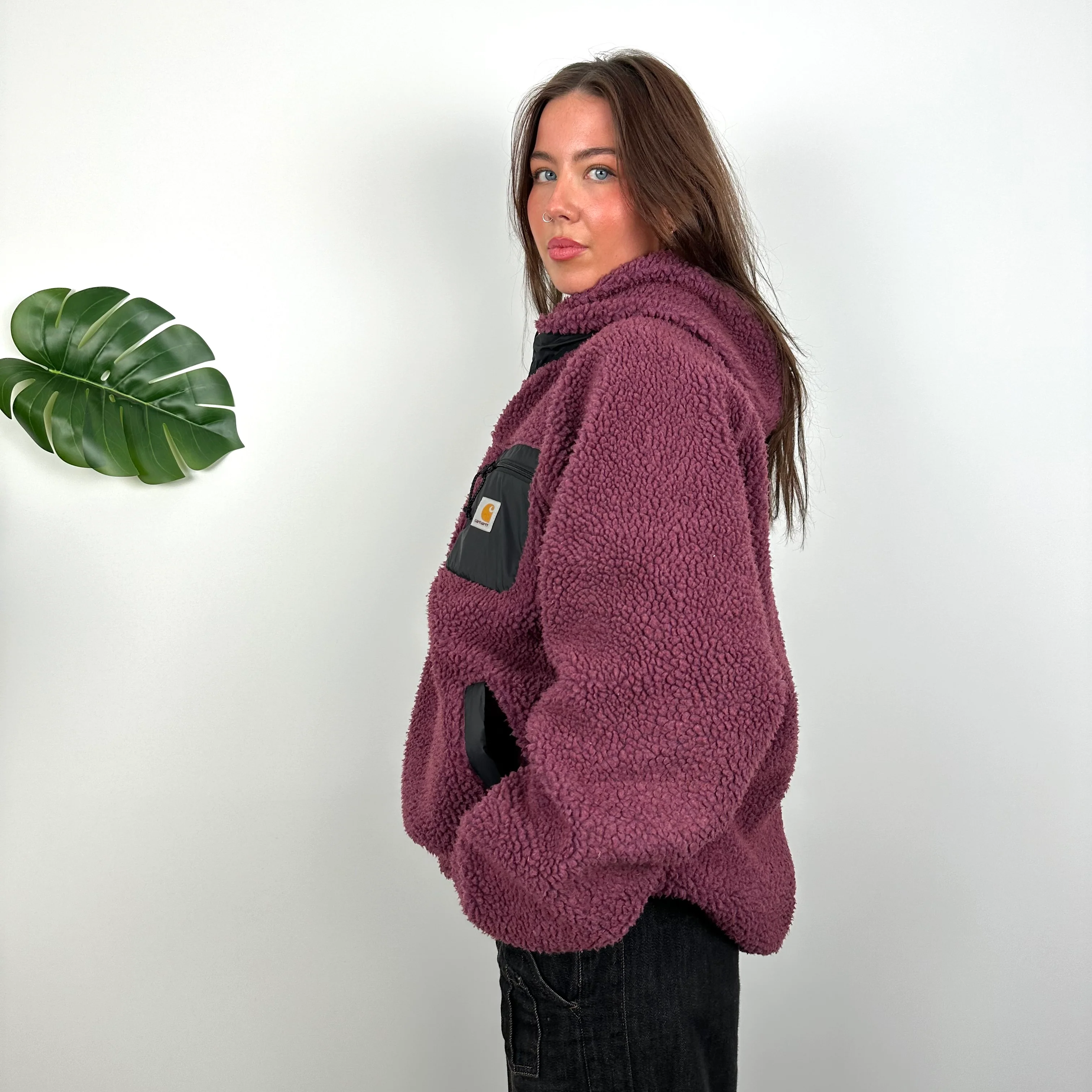 Carhartt Maroon Teddy Bear Sherpa Quarter Zip Fleece (XL) - Image 5