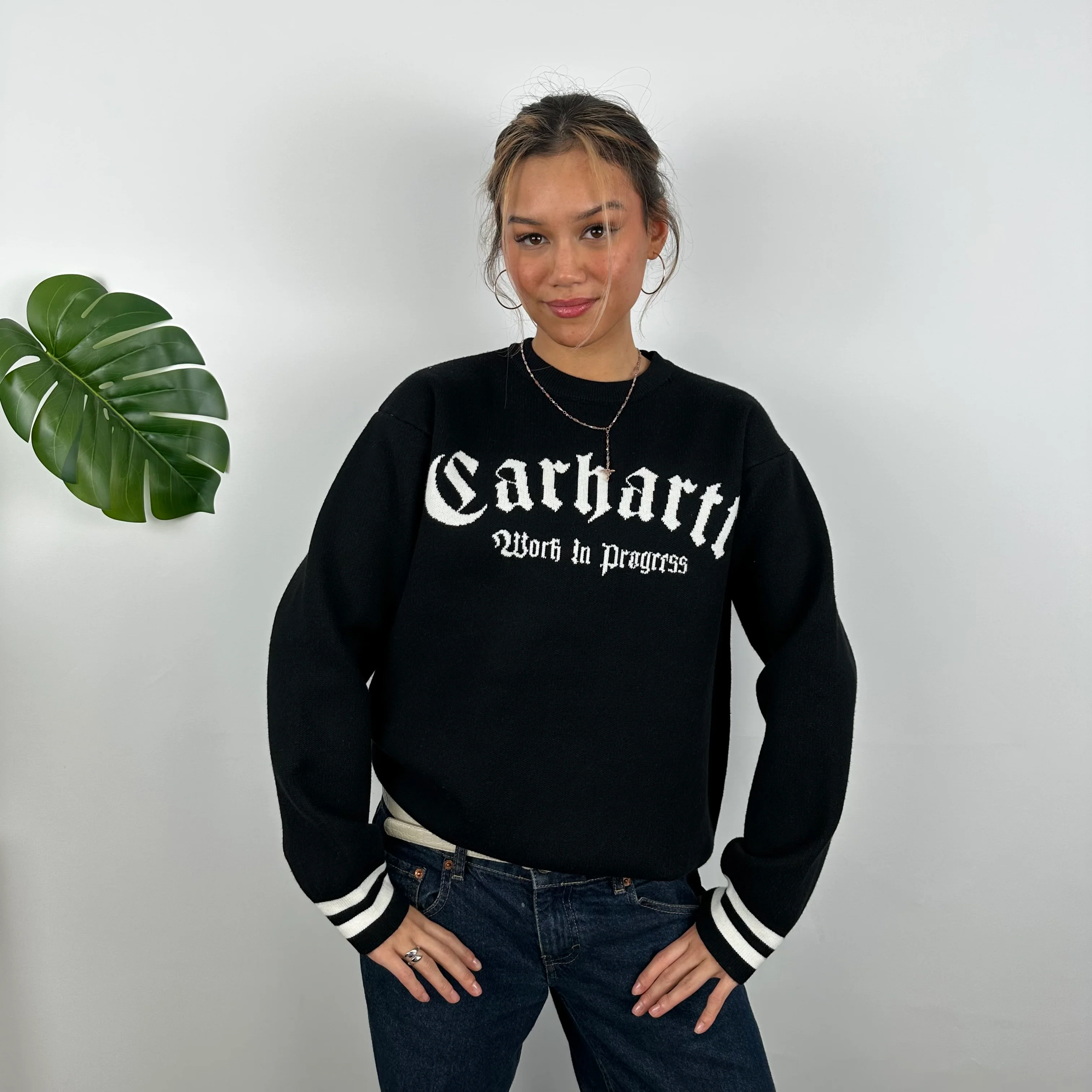 Carhartt RARE Black Embroidered Sweater (M) - Image 2