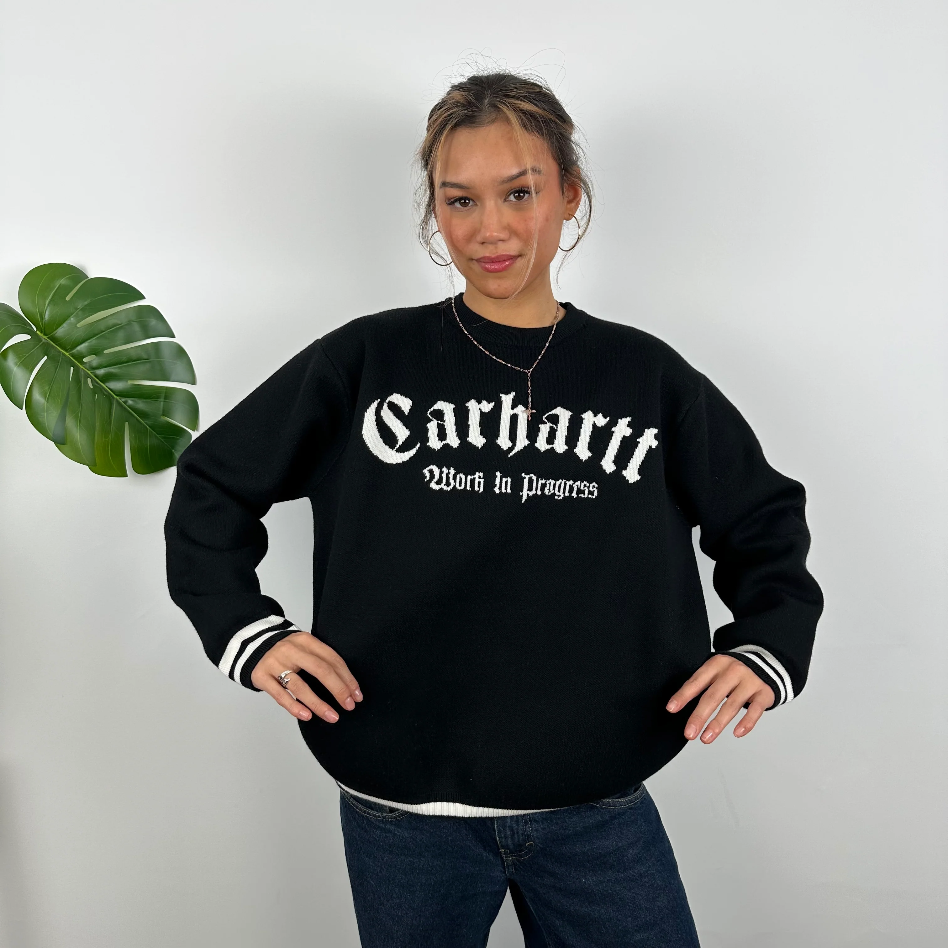 Carhartt RARE Black Embroidered Sweater (M) - Image 3