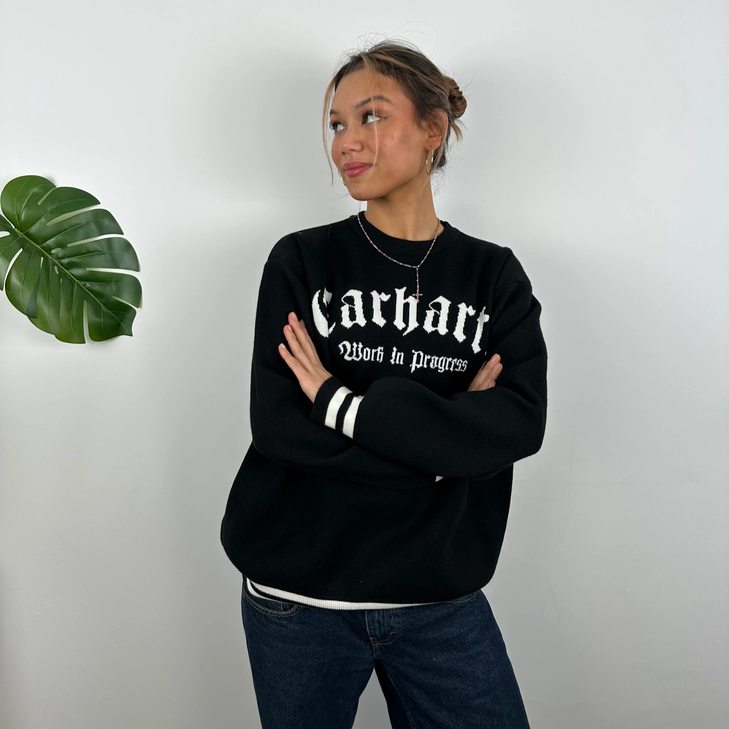 Carhartt RARE Black Embroidered Sweater (M) - Image 5
