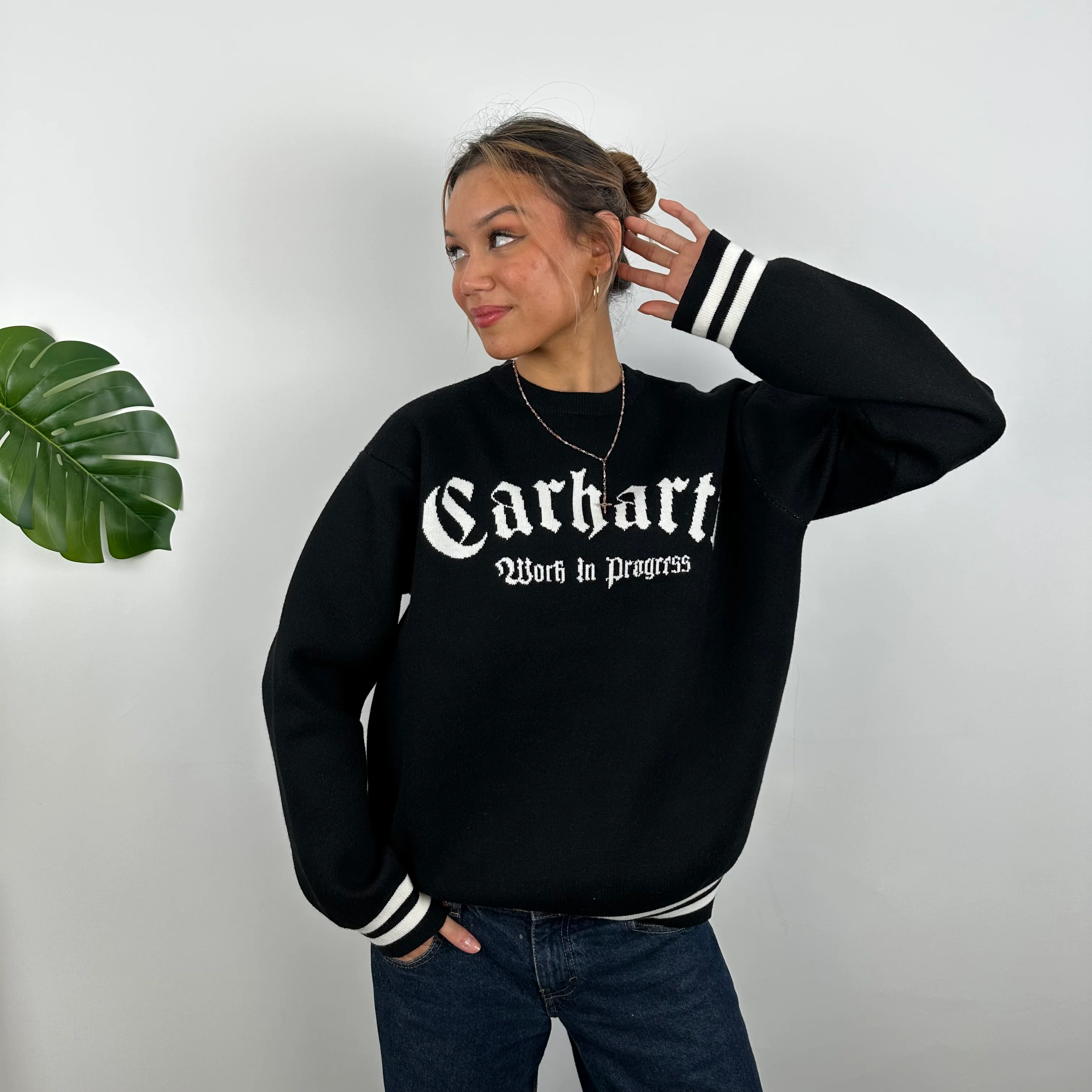 Carhartt RARE Black Embroidered Sweater (M) - Image 6