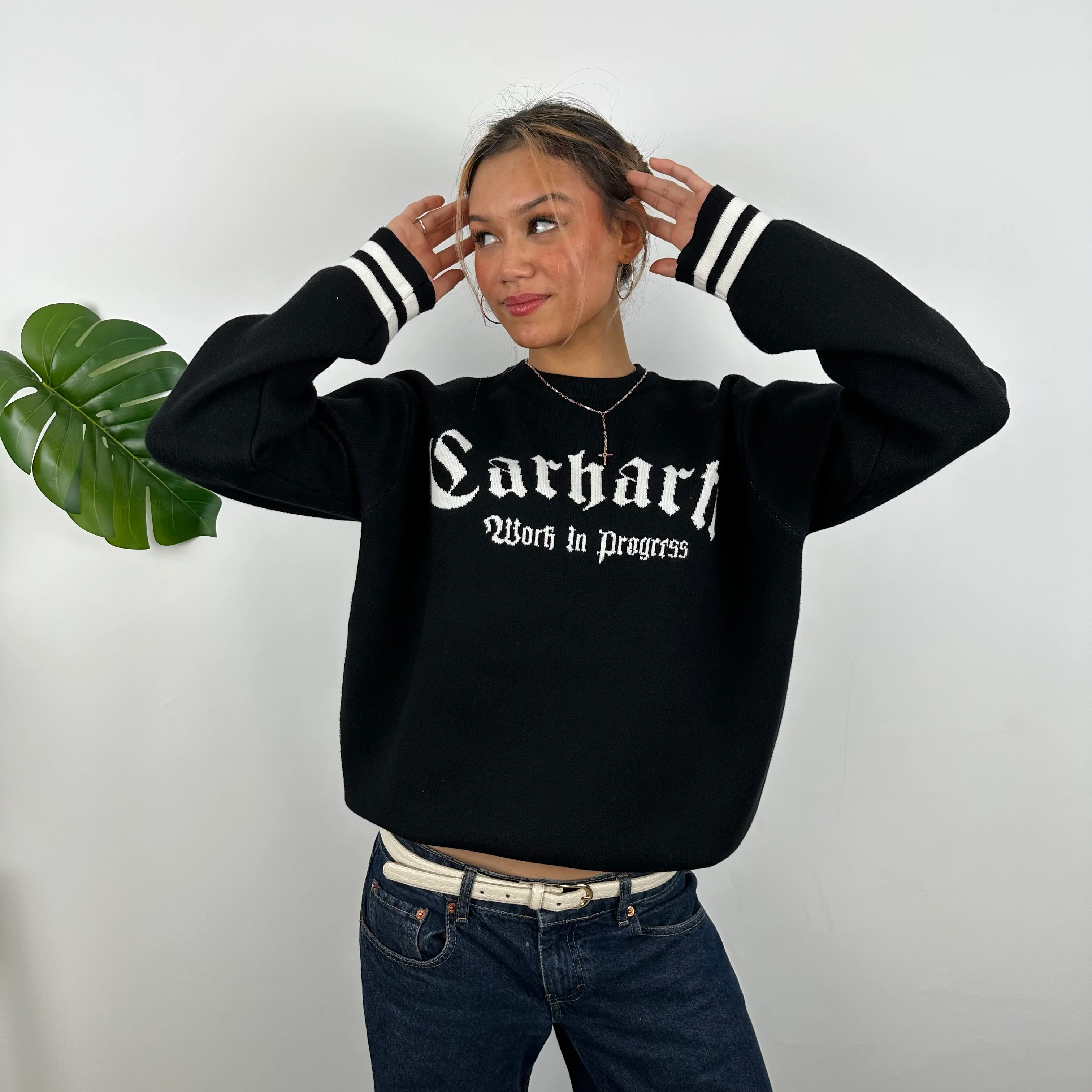 Carhartt RARE Black Embroidered Sweater (M) - Image 7