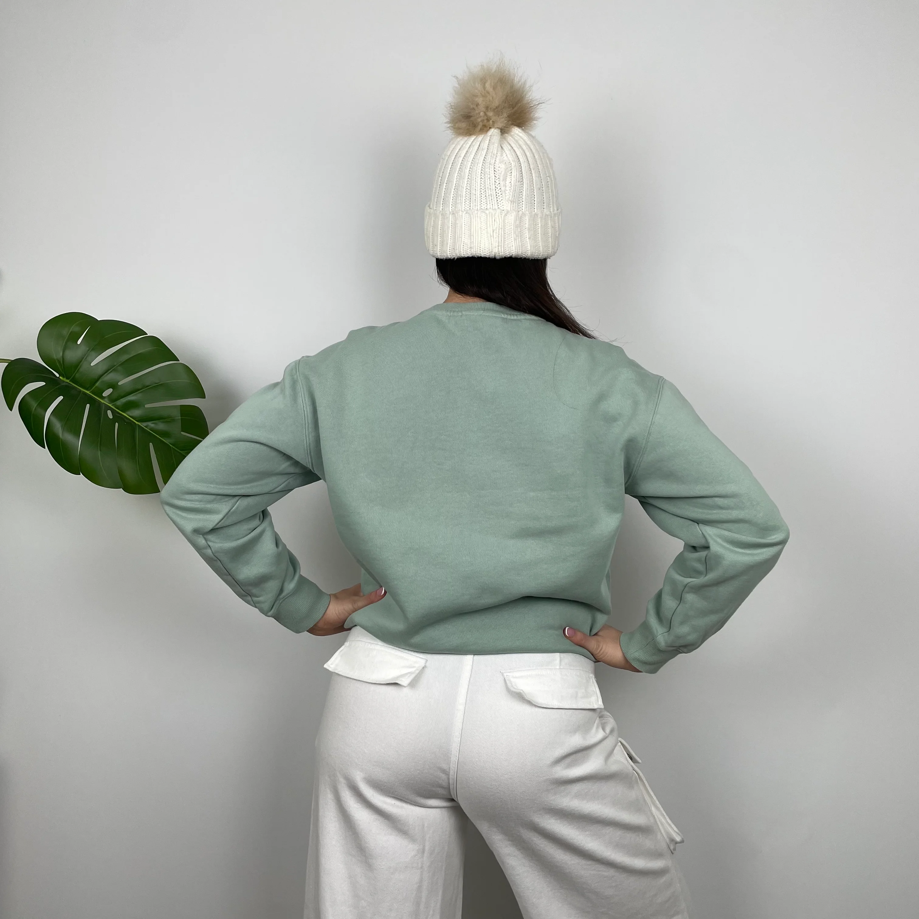 Carhartt RARE Mint Green Embroidered Spell Out Sweatshirt (XS) - Image 6